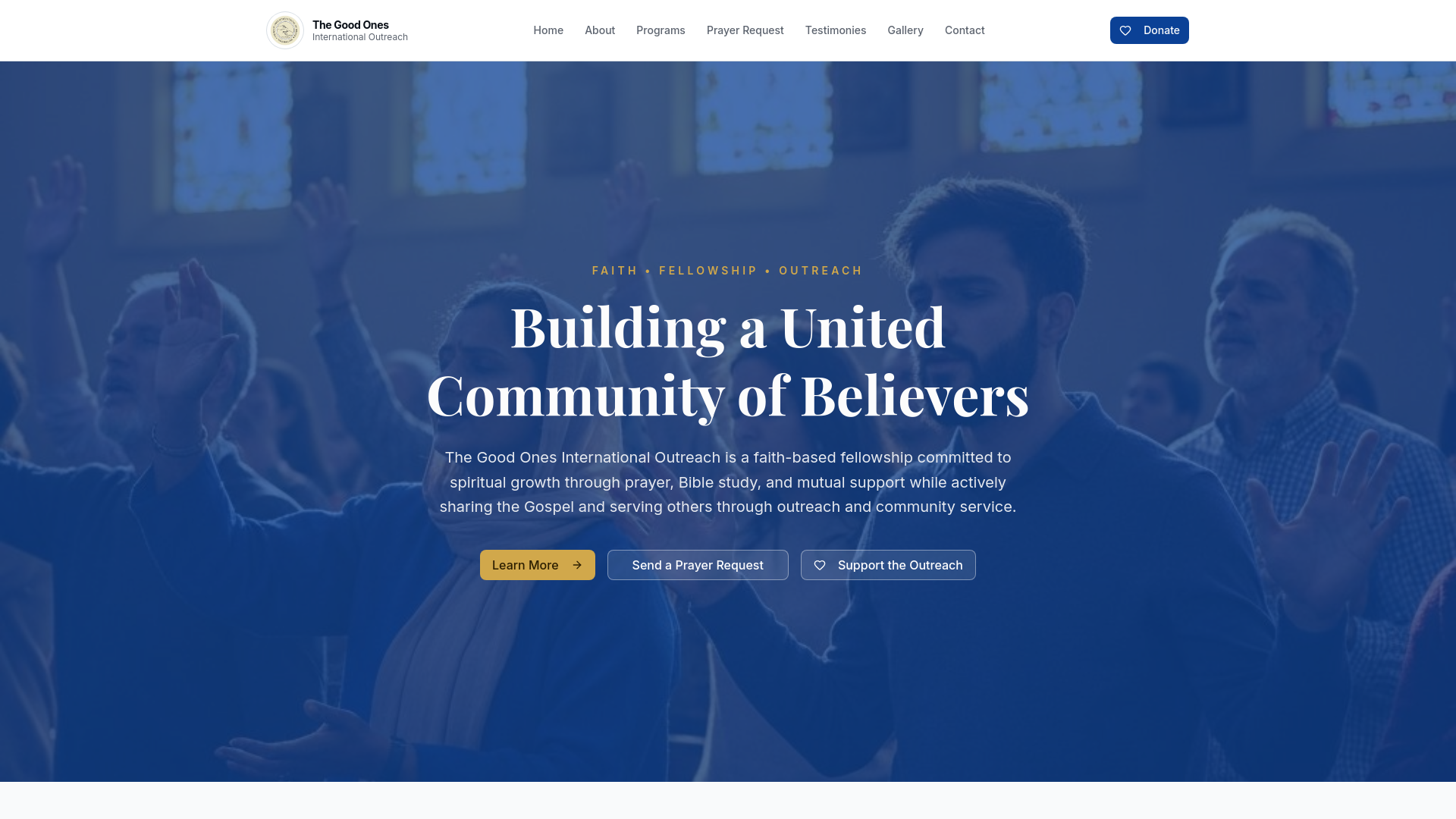 website screenshot of https://thegoodonesinternationaloutreach.org