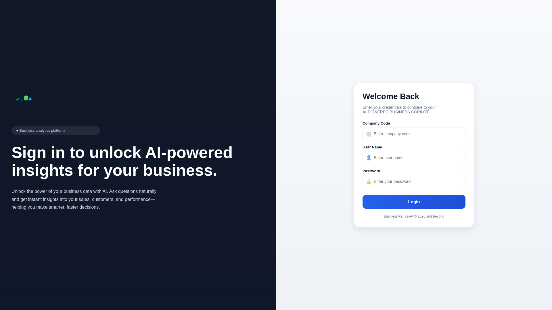 website screenshot of https://businessmetrics-ai.com/