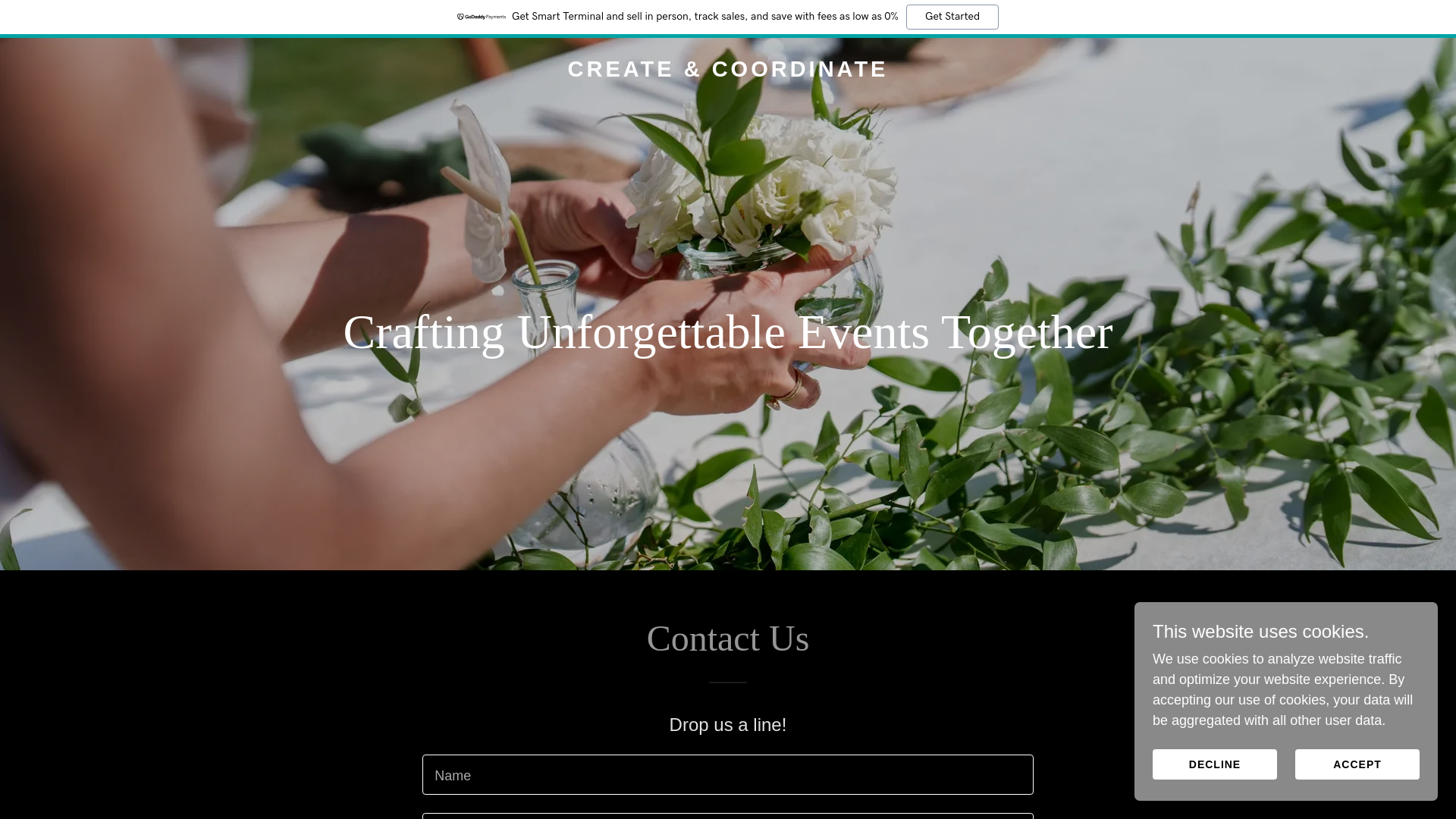 website screenshot of https://createandcoordinate.co.uk