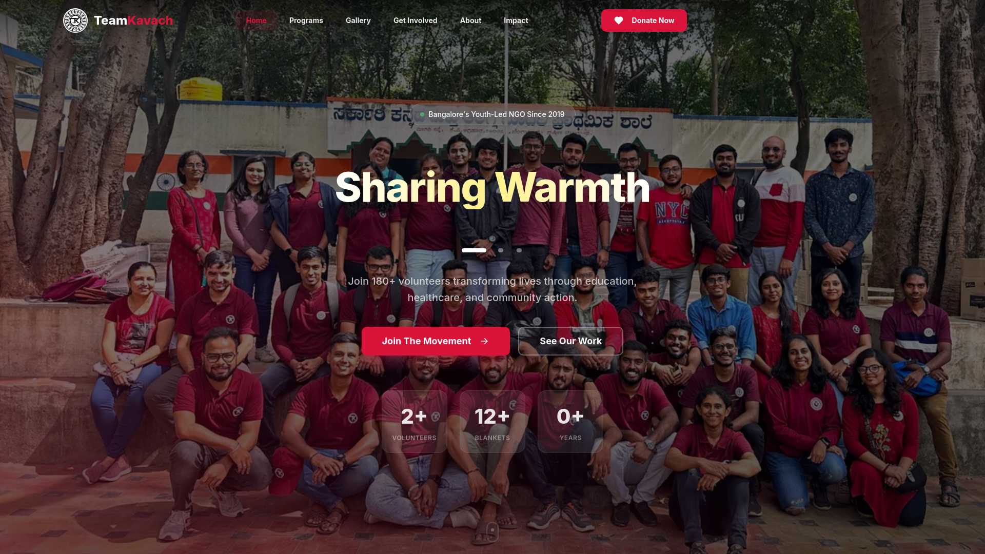 website screenshot of https://teamkavach.org/