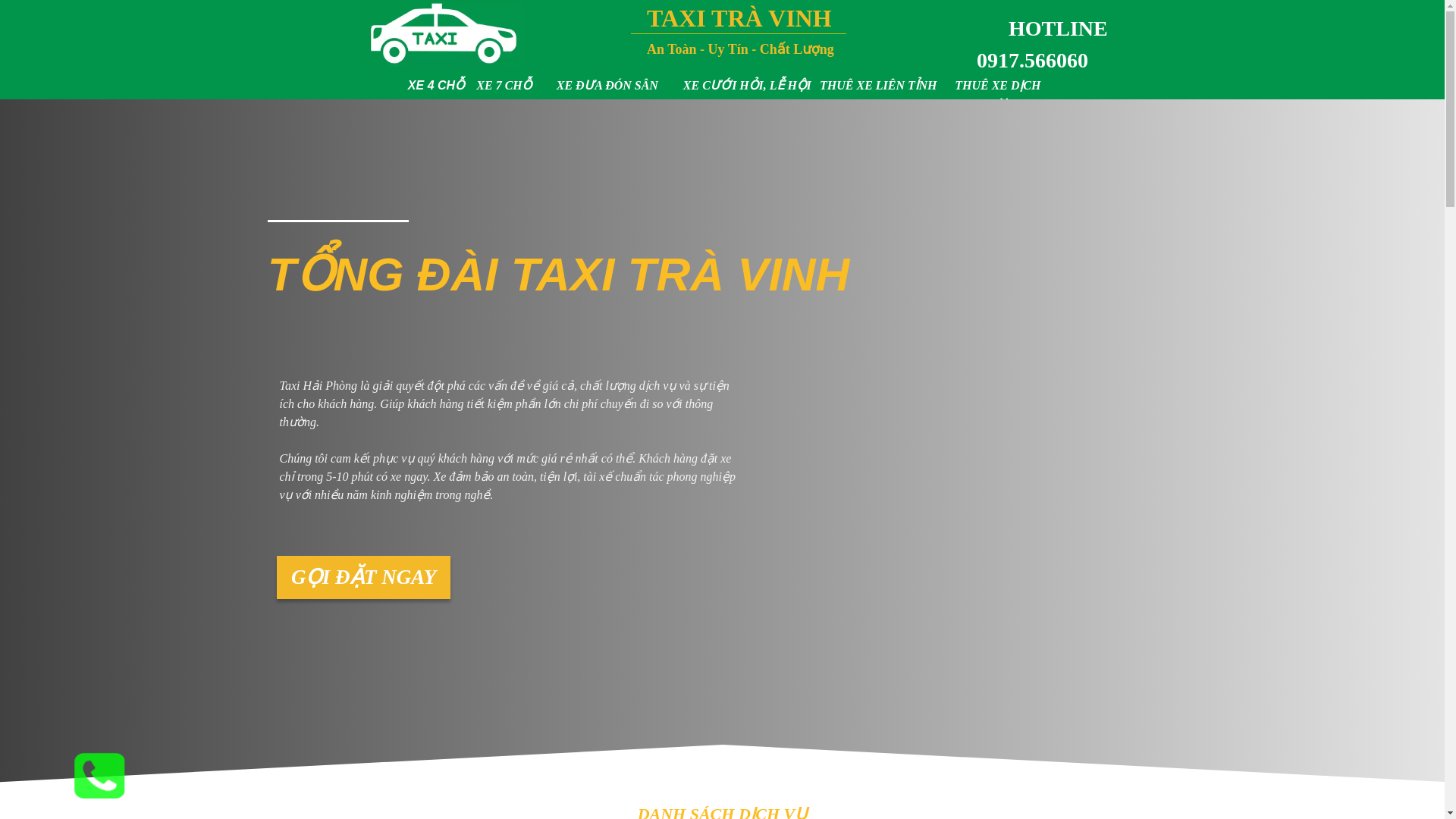 website screenshot of https://tongdaitaxitravinh.online/