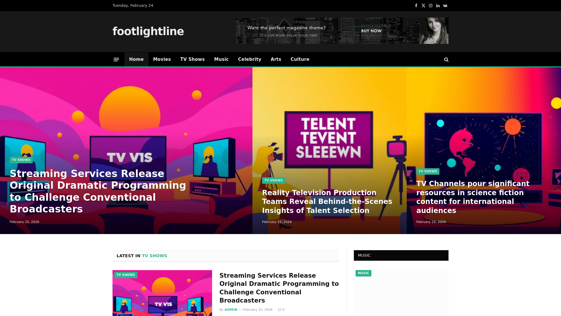 website screenshot of https://footlightline.co.uk/