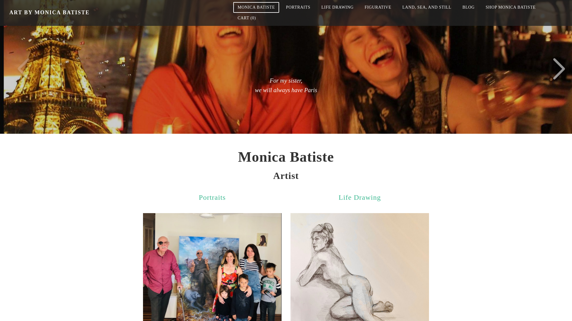 website screenshot of https://monicabatisteartist.com/