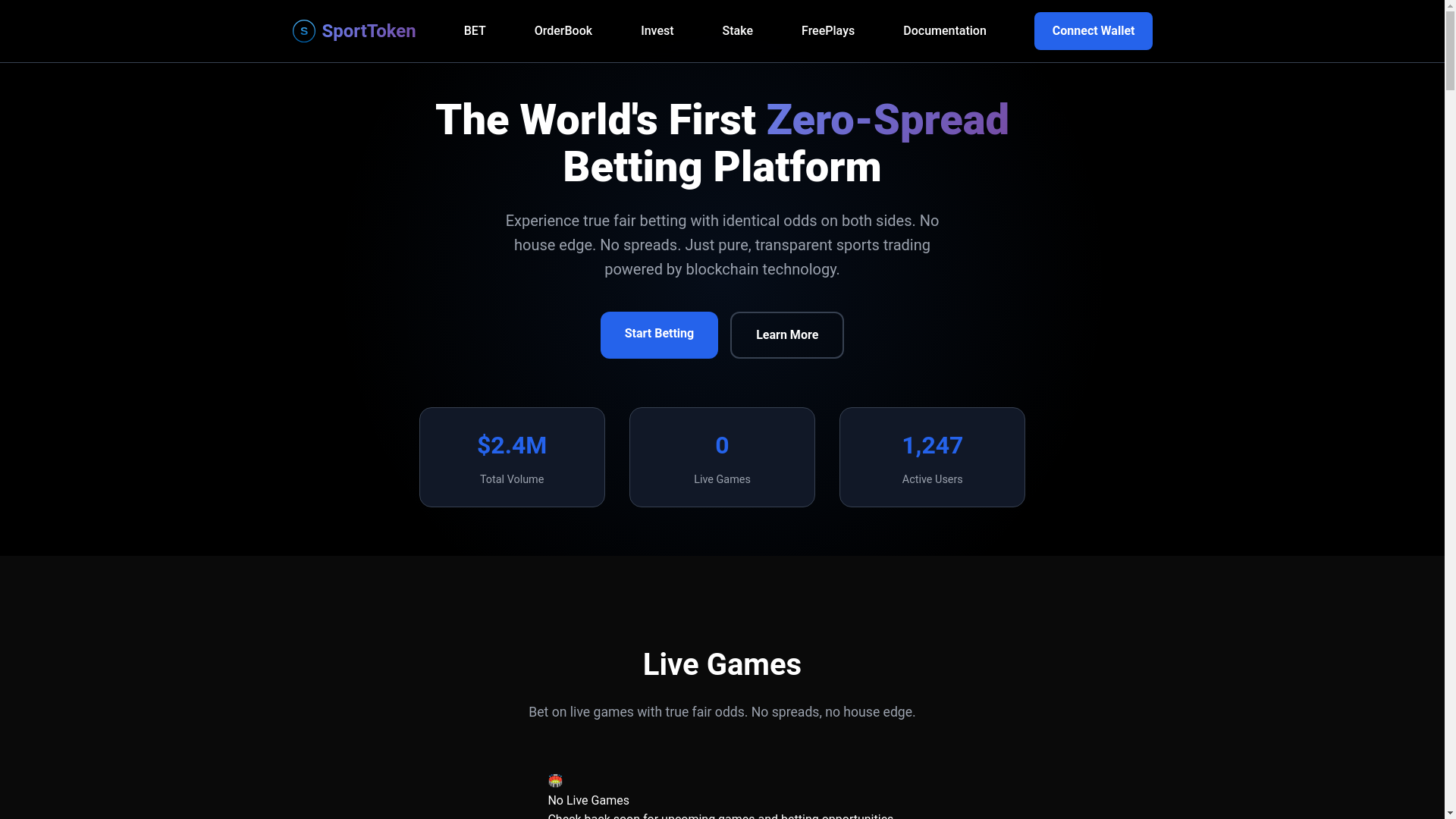 website screenshot of https://sporttoken.app/
