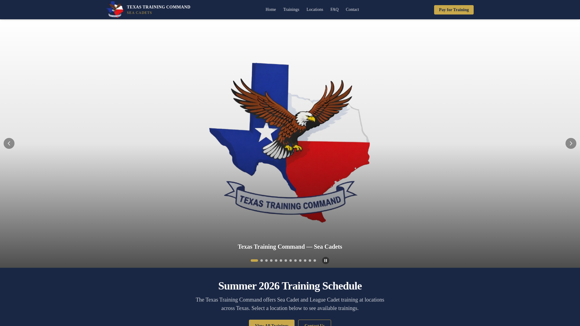 website screenshot of https://texasseacadets.org