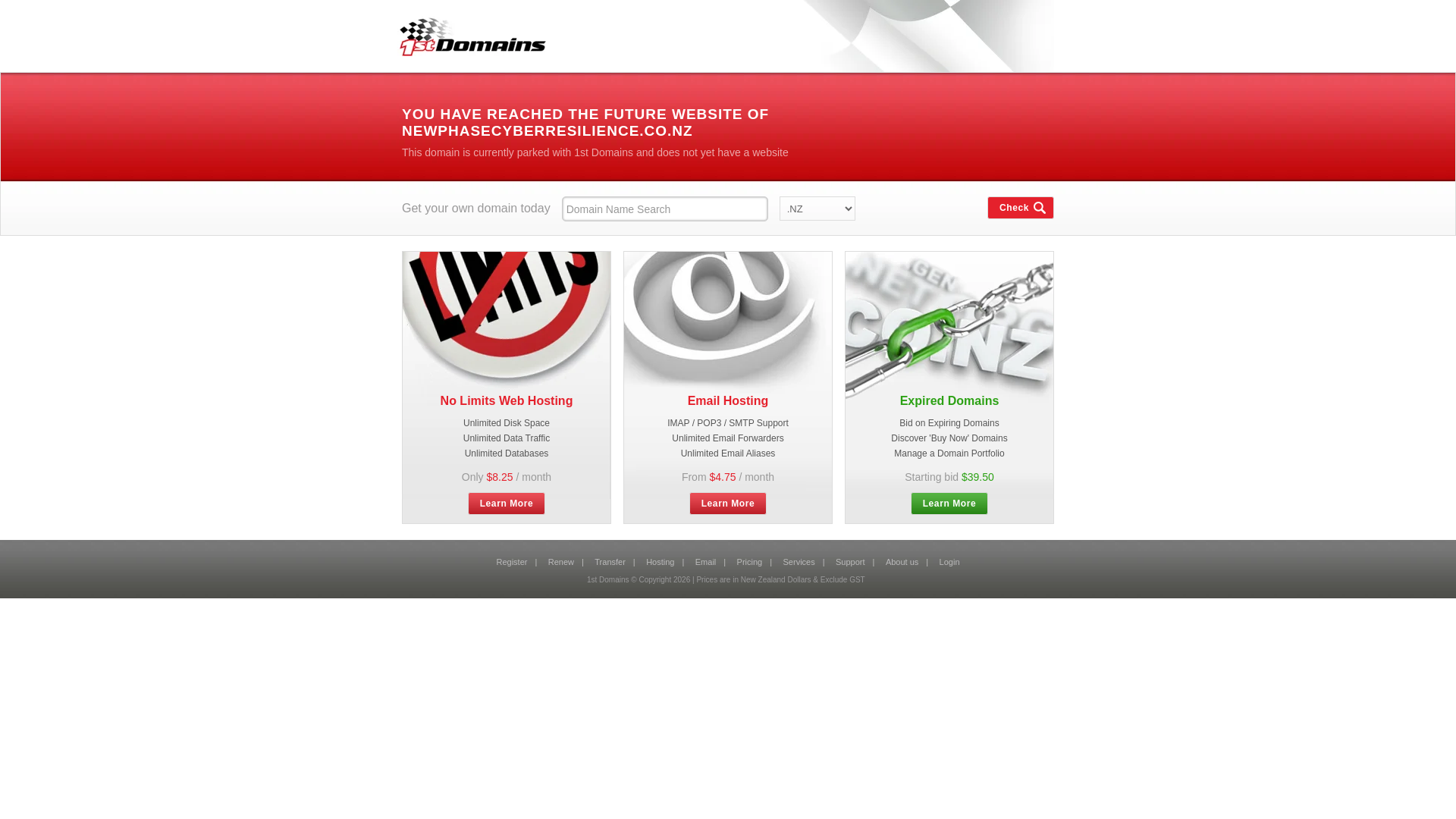 website screenshot of https://newphasecyberresilience.co.nz