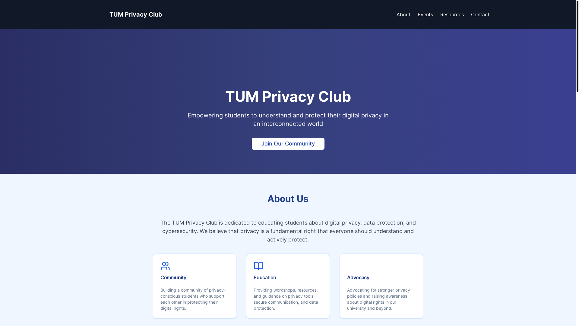website screenshot of https://tumprivacy.club/