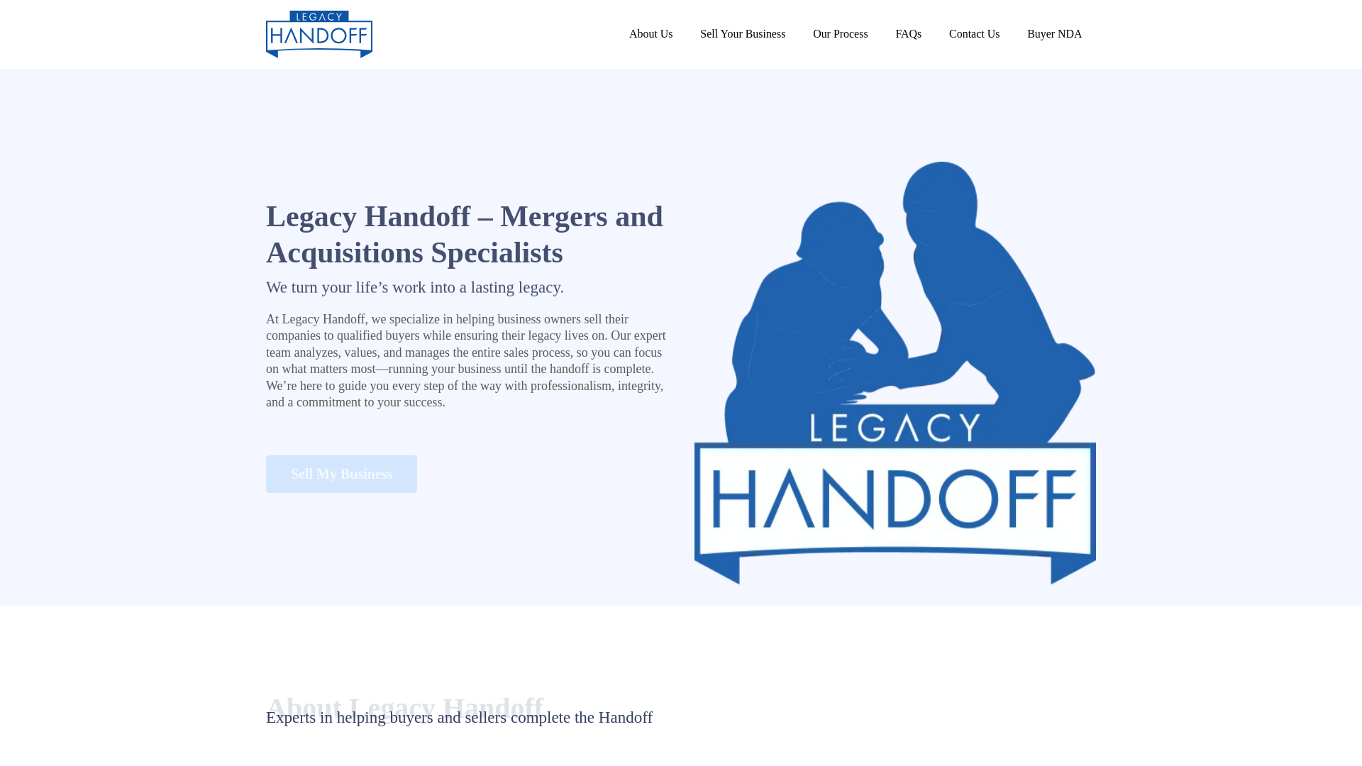 website screenshot of https://legacyhandoffbrokerhq.com/