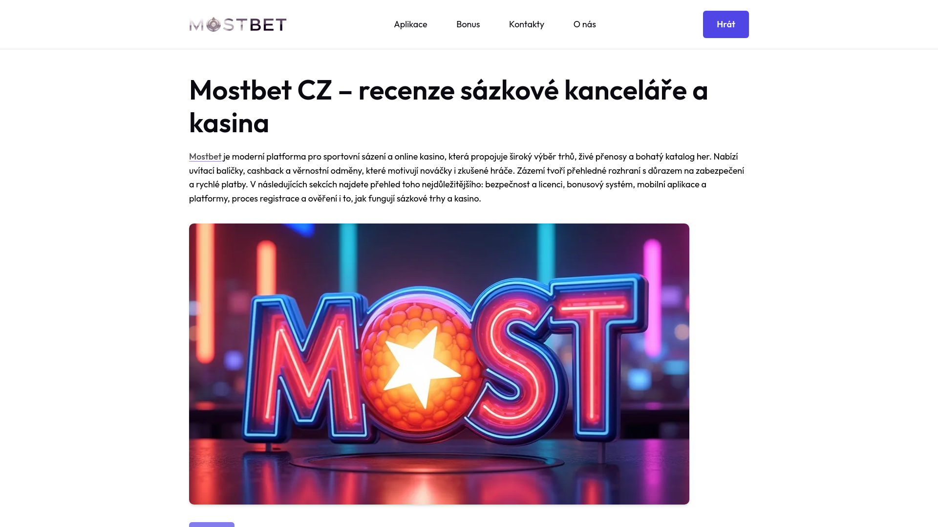 website screenshot of https://mostbetdownload-cz.pages.dev/