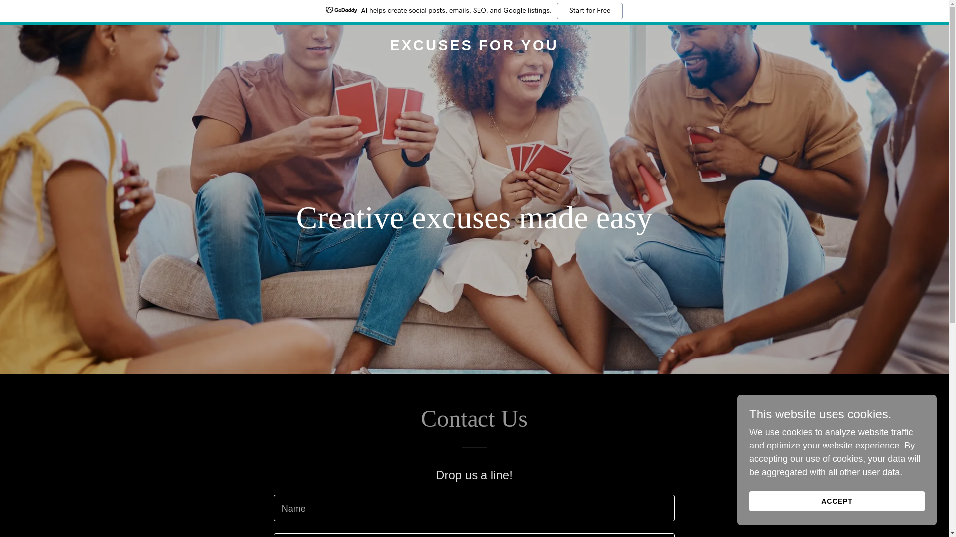 website screenshot of https://excusesforyou.com/
