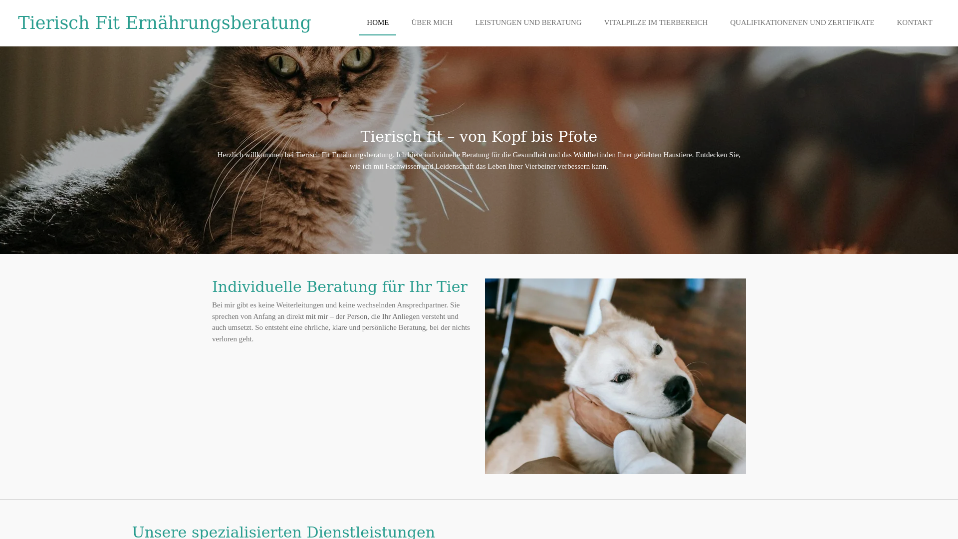 website screenshot of https://tierischfiternaehrungsberatung.de/