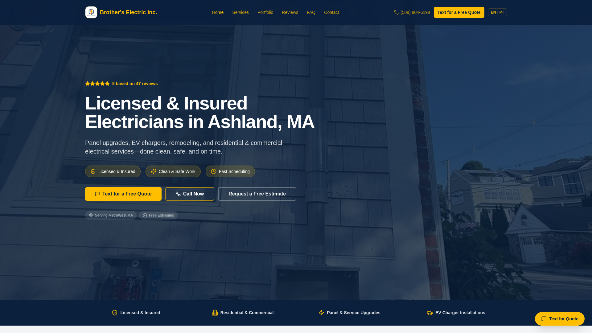 website screenshot of https://brotherselectrics.com/
