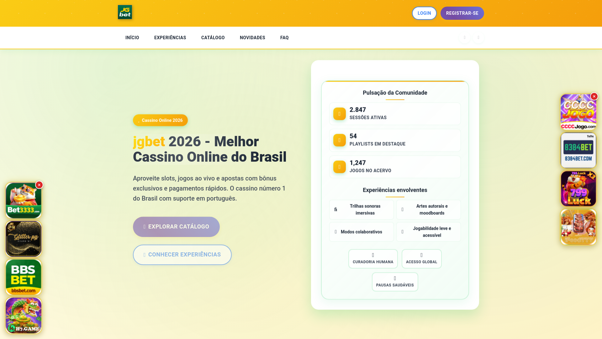 website screenshot of https://jgbetlogin.com.br