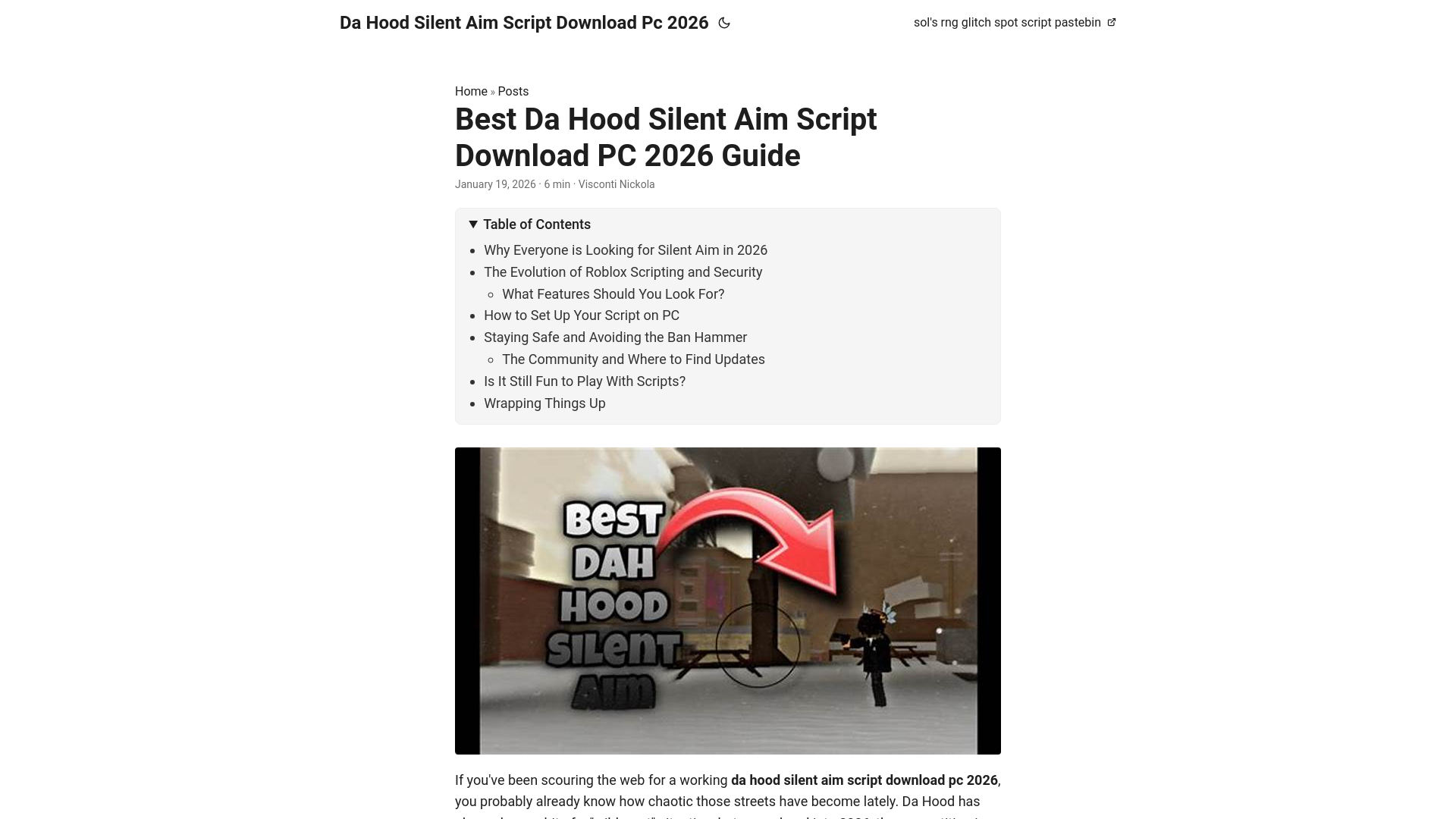website screenshot of https://dahoodsilentaimscriptdownloadpc2026.pages.dev/