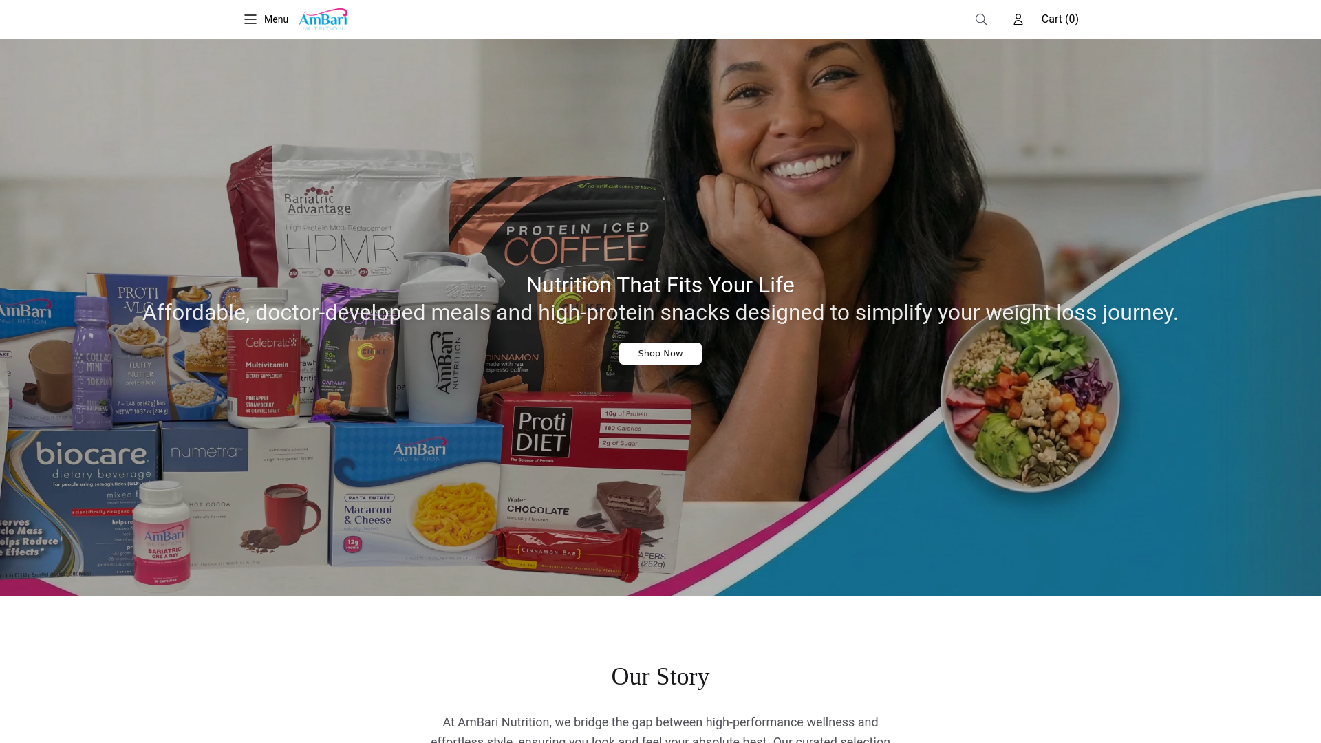 website screenshot of https://orderambarinutrition.shop