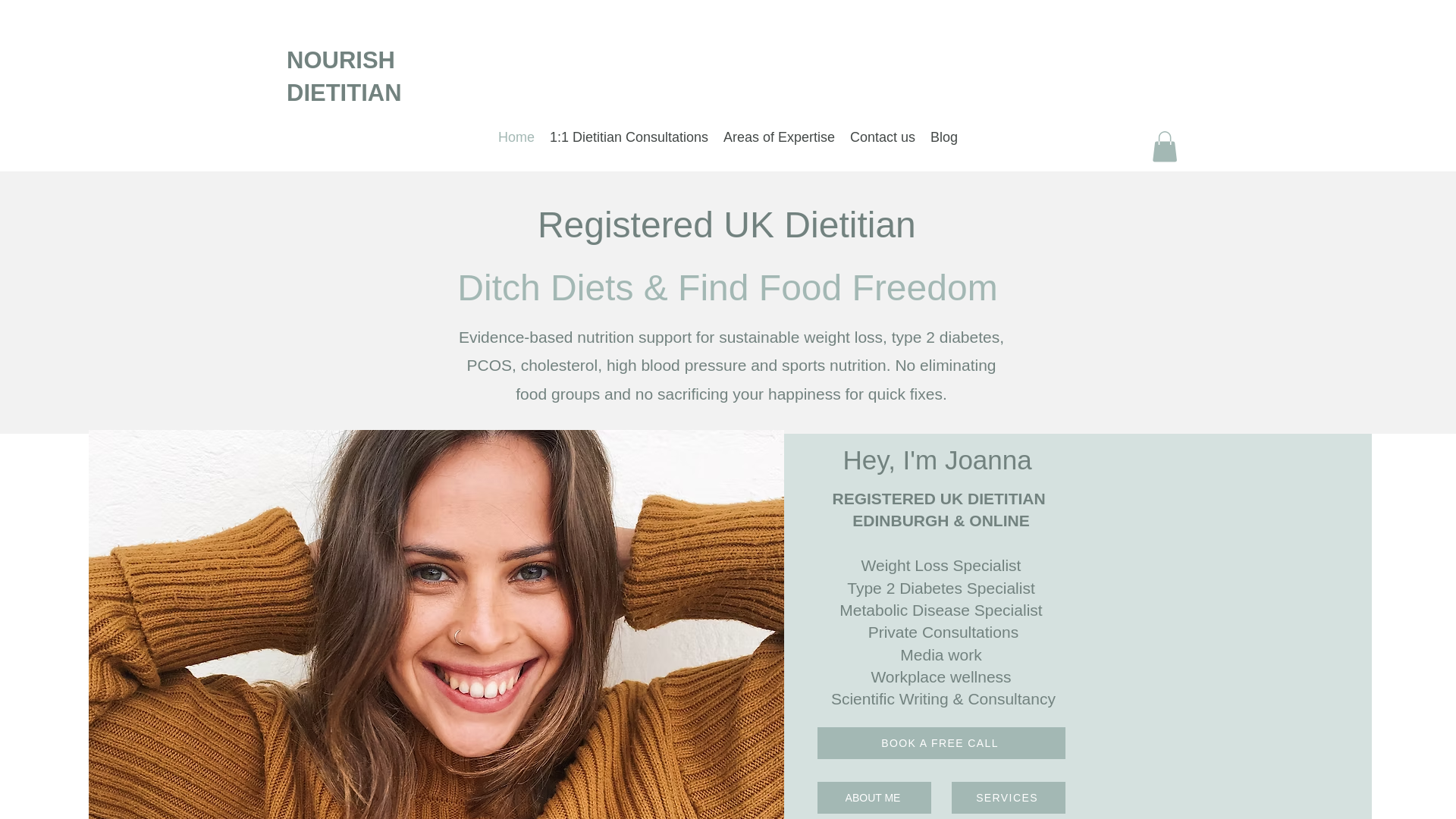 website screenshot of https://nourishdietitian.co.uk