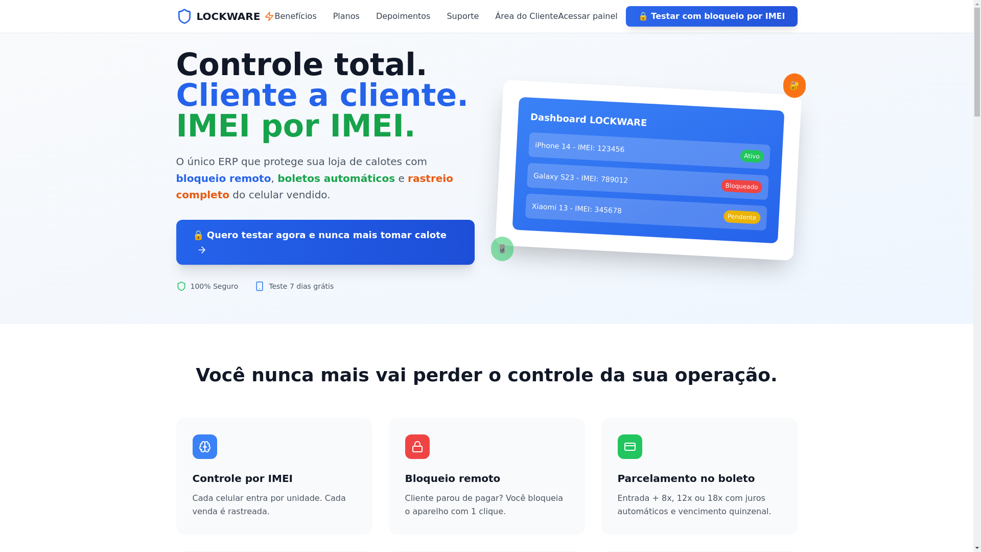 website screenshot of https://luckware.com.br/