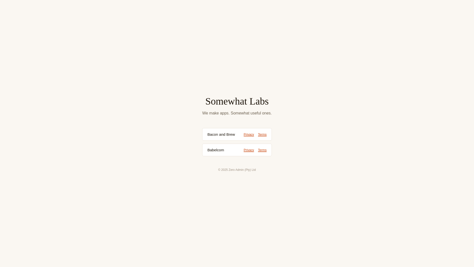 website screenshot of https://somewhatlabs.com/