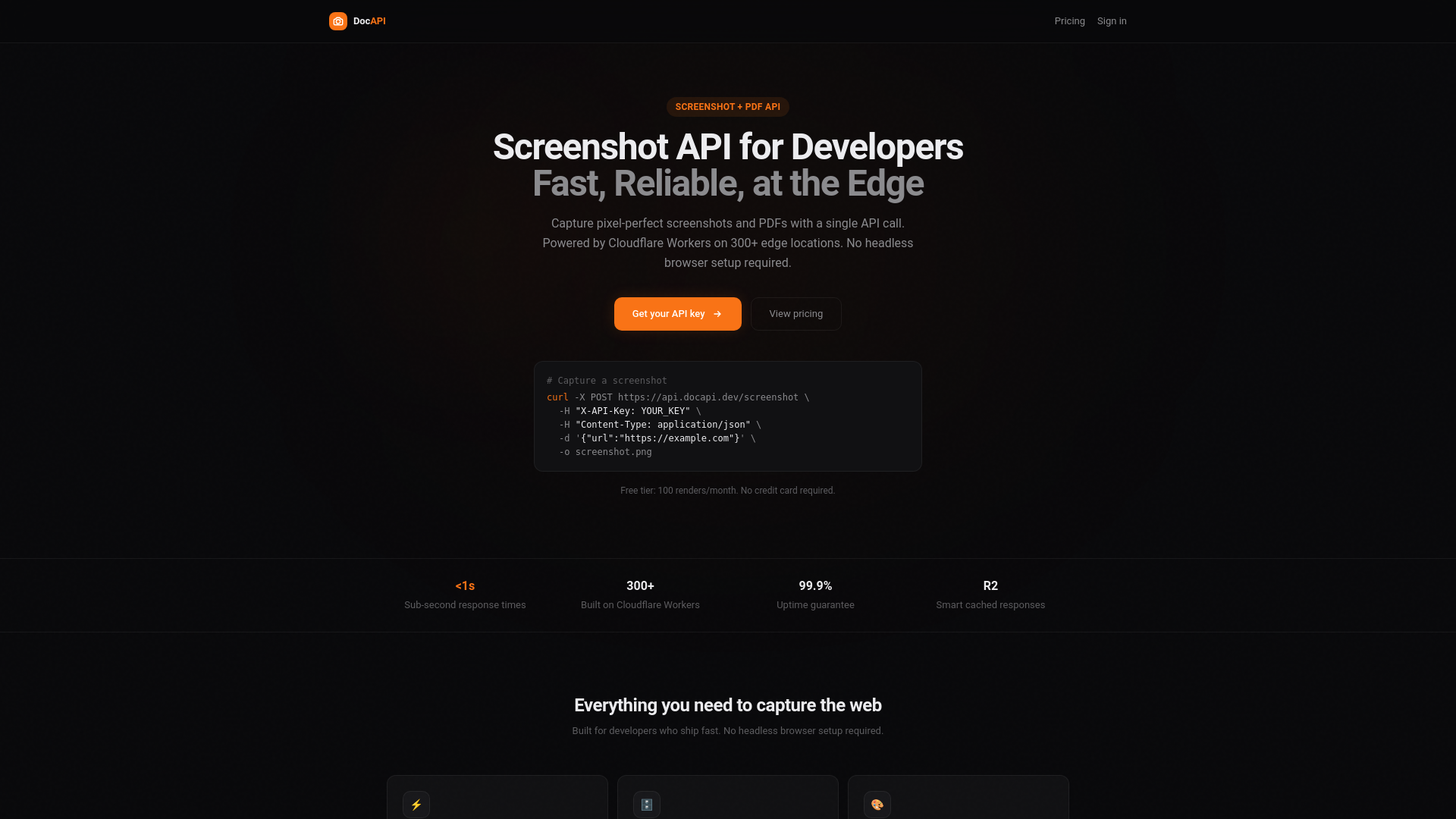 website screenshot of https://docapi-dashboard.pages.dev/