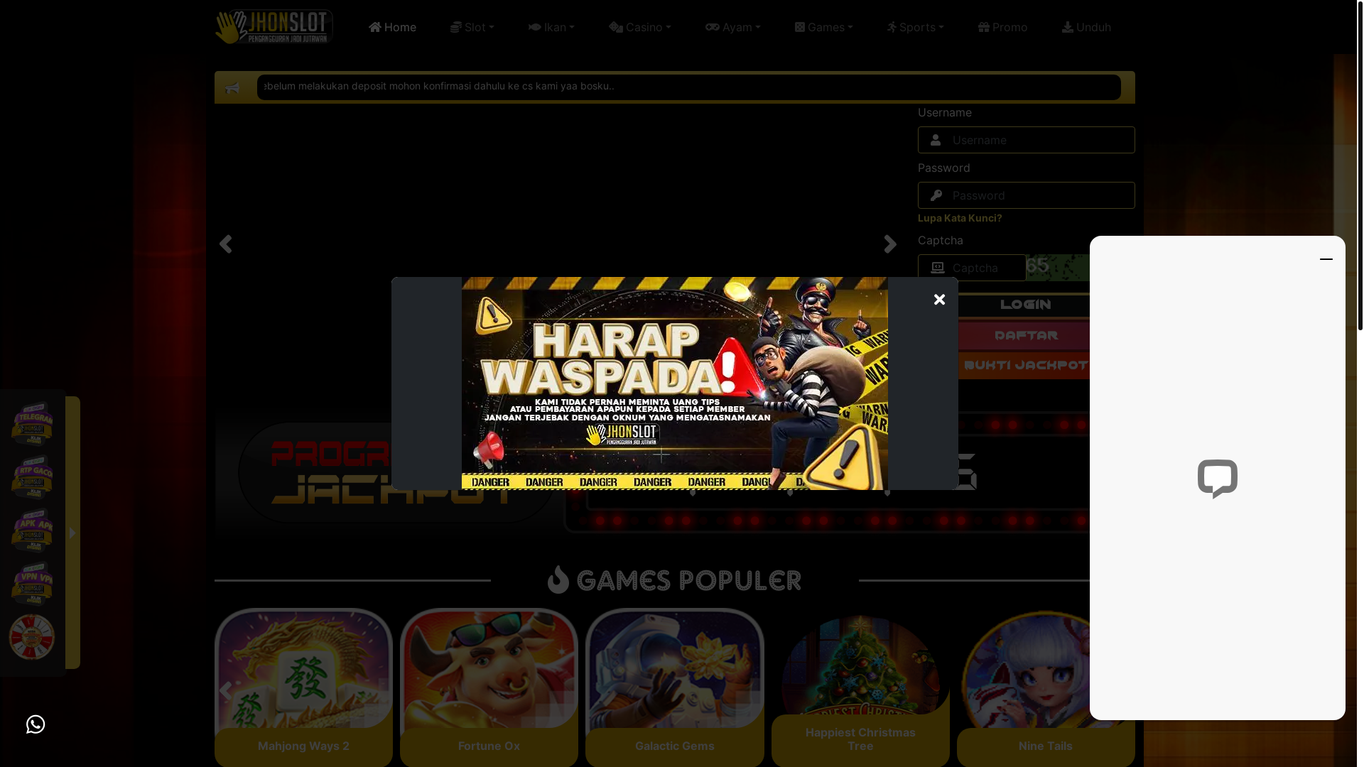 website screenshot of https://jhonslottarmijem.site/