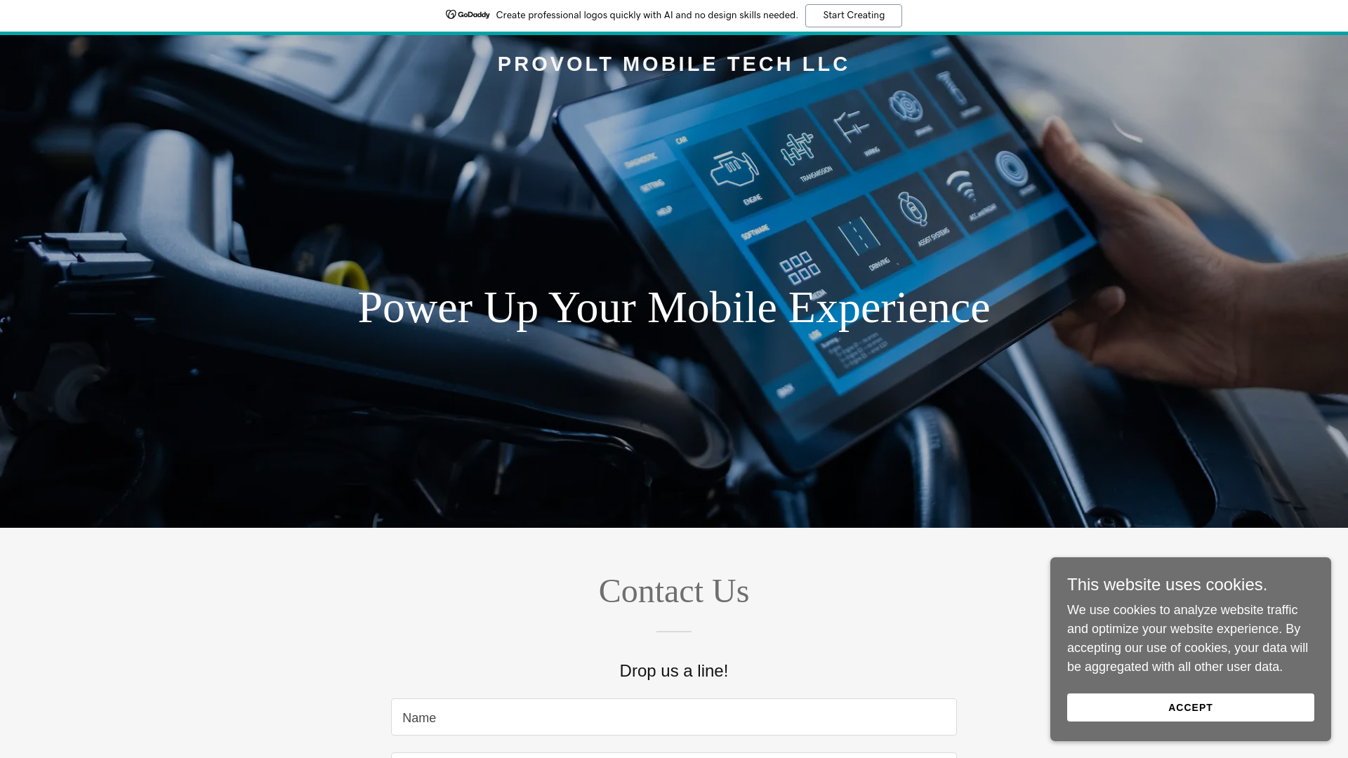 website screenshot of https://provoltmobiletech.biz/