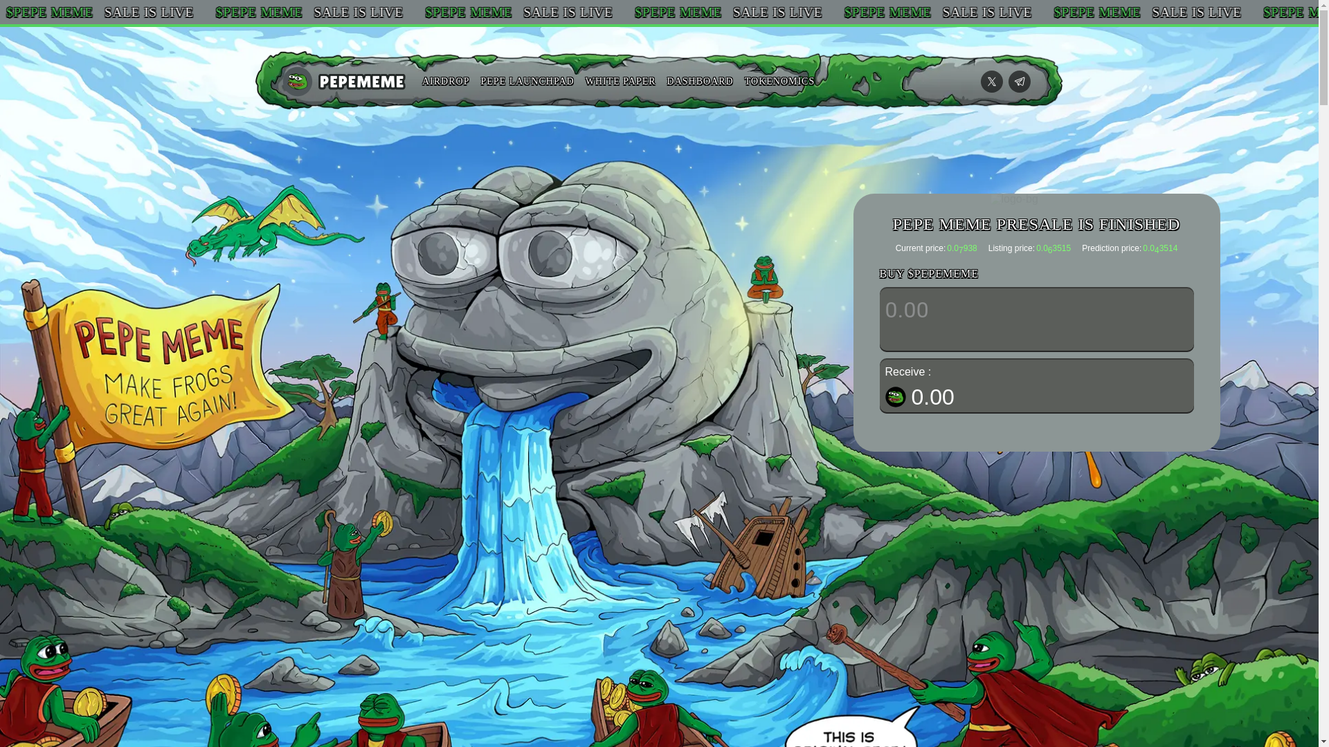 website screenshot of https://pepe-meme.lol/