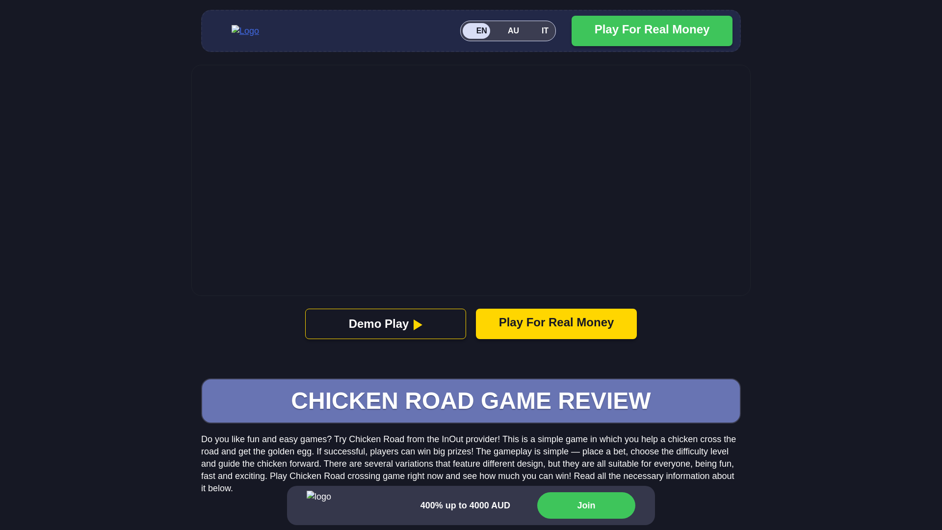 website screenshot of https://chicken-roadcasino.org/