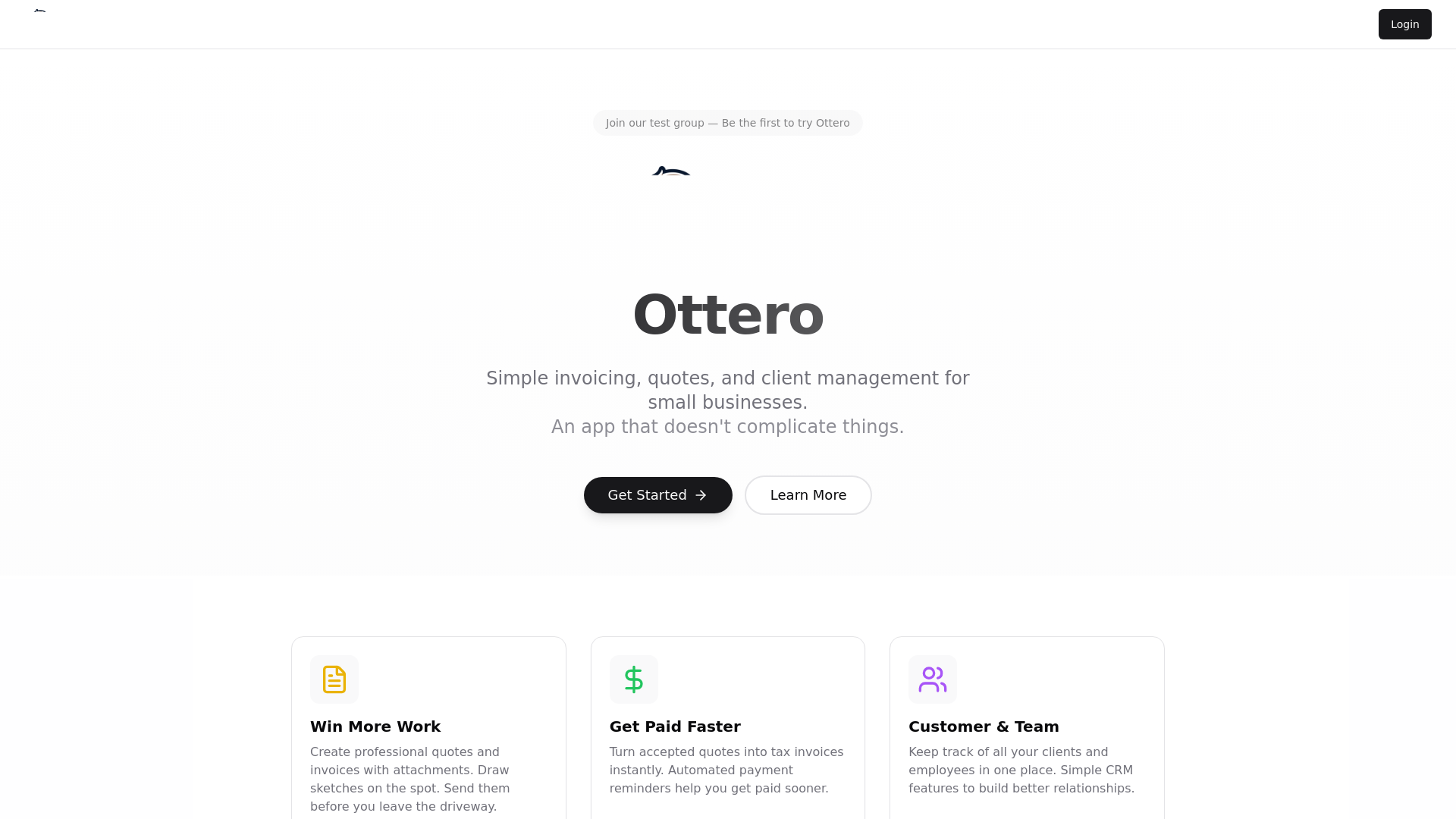 website screenshot of https://ottero.com.au