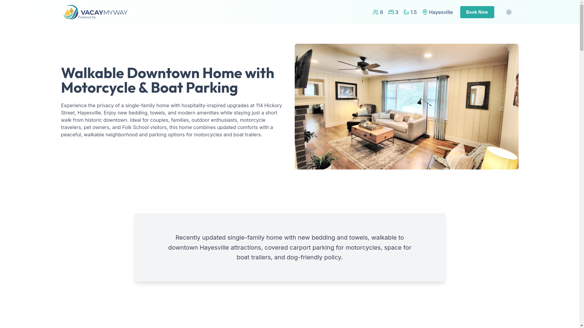 website screenshot of https://blisshayesville.vacations/