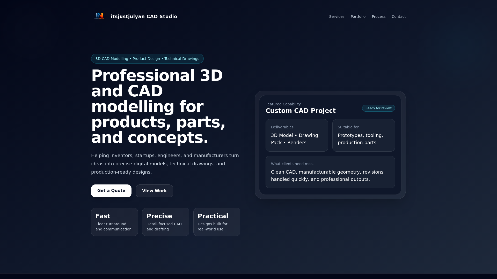 website screenshot of https://itsjustjulyancad.co.uk
