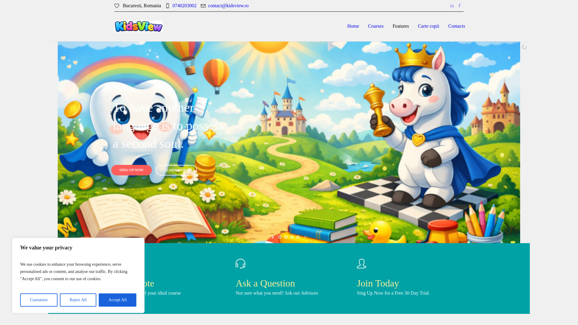 website screenshot of https://kidsview.ro/