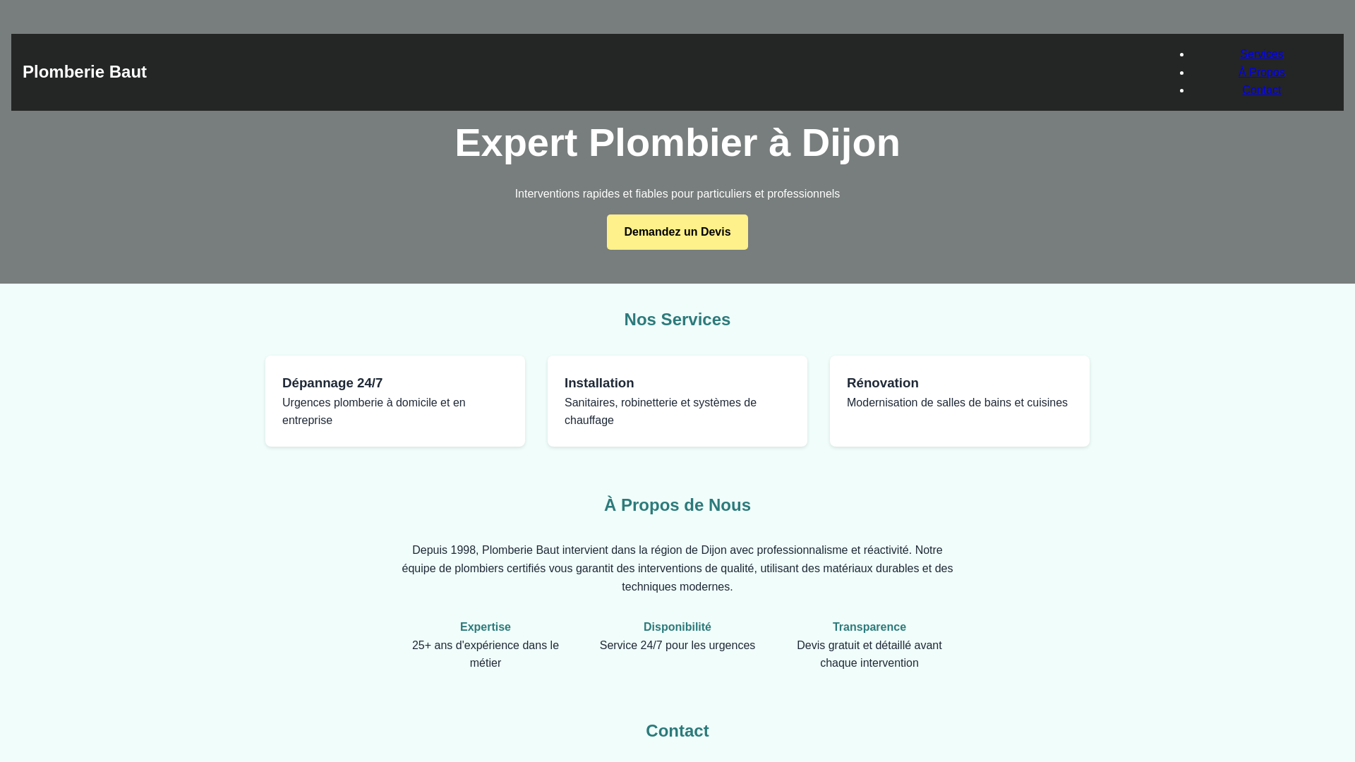website screenshot of https://plomberie-baut-dijon.pages.dev/