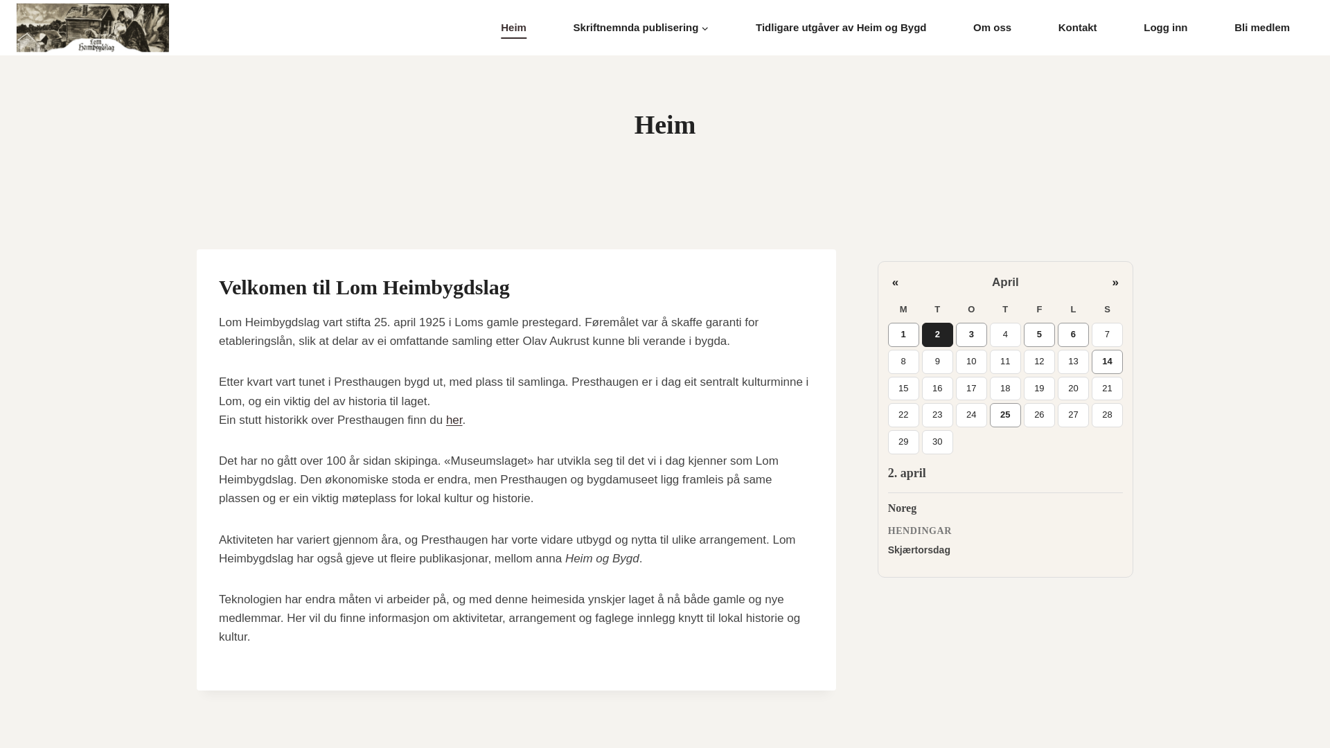 website screenshot of https://lomheimbygdslag.com/