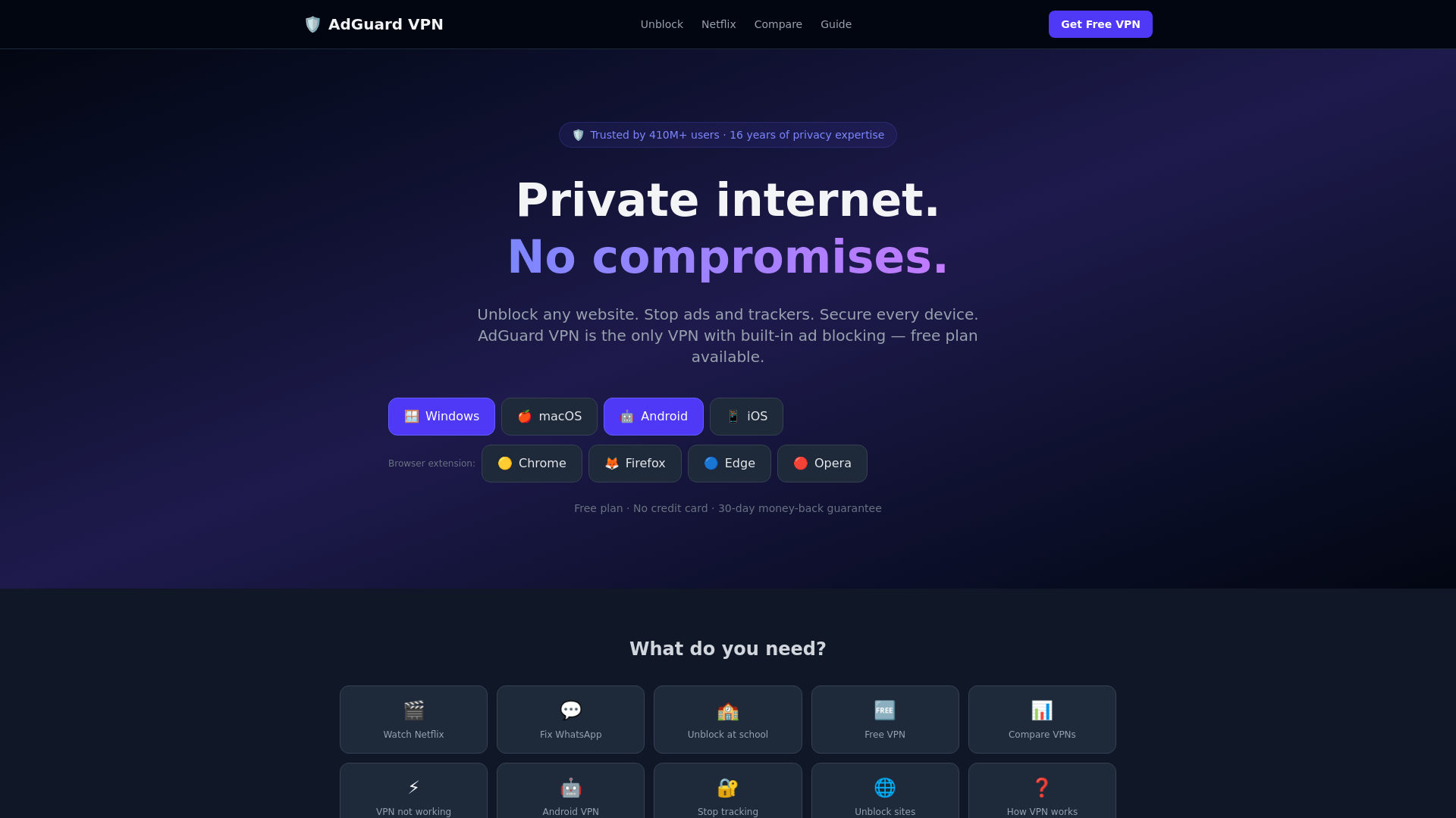 website screenshot of https://privacysurf.in/