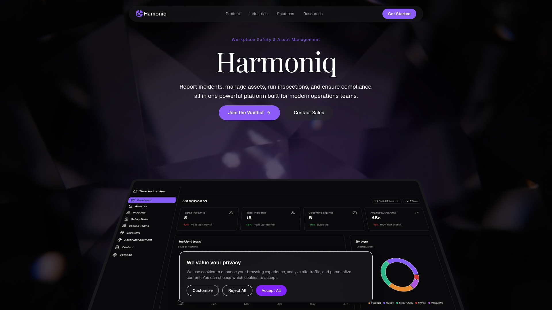 website screenshot of https://harmoniq-safety-maj6q.sevalla.app