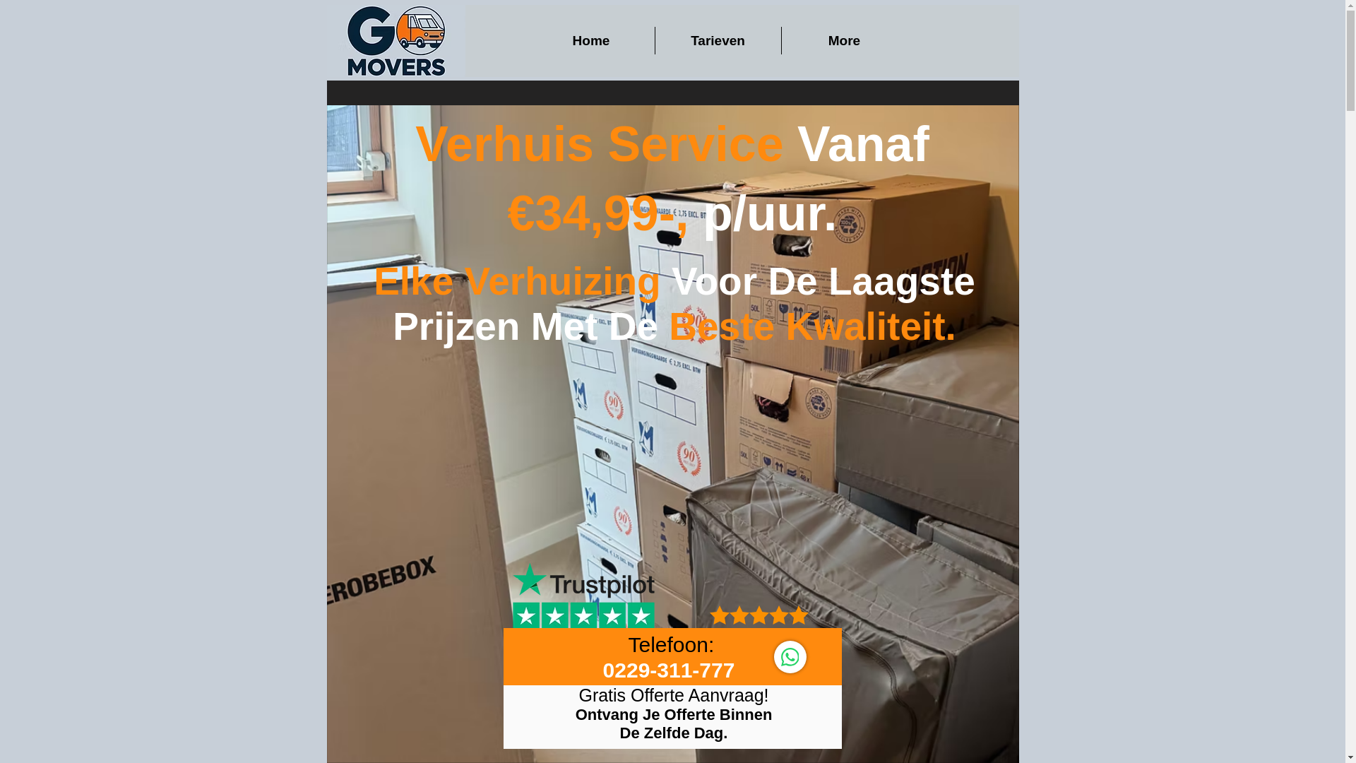 website screenshot of https://gomoversverhuizingen.nl/