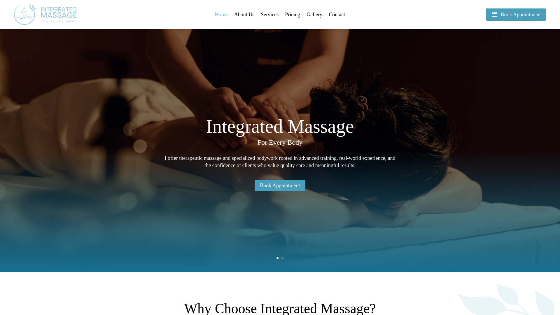 website screenshot of https://integratedmassageminthill.com