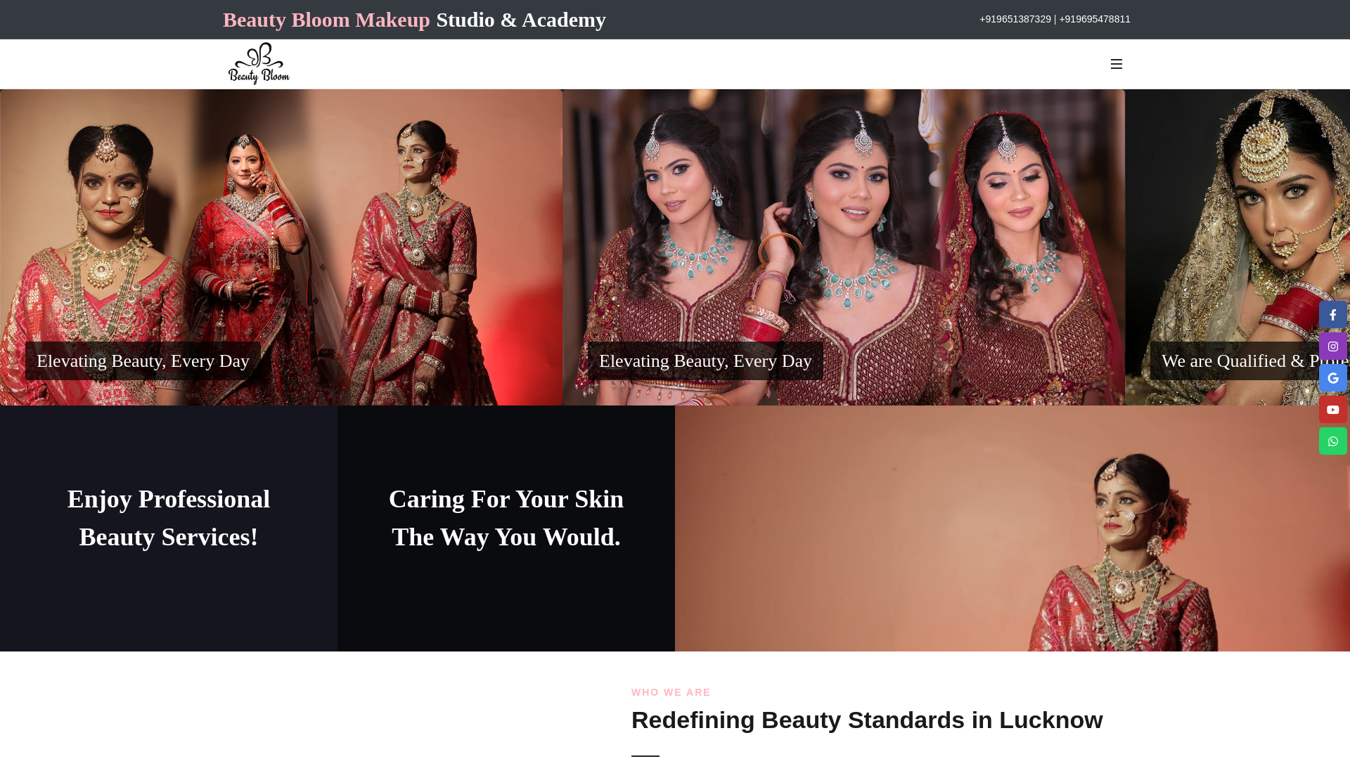 website screenshot of https://beautybloommakeupstudio.in