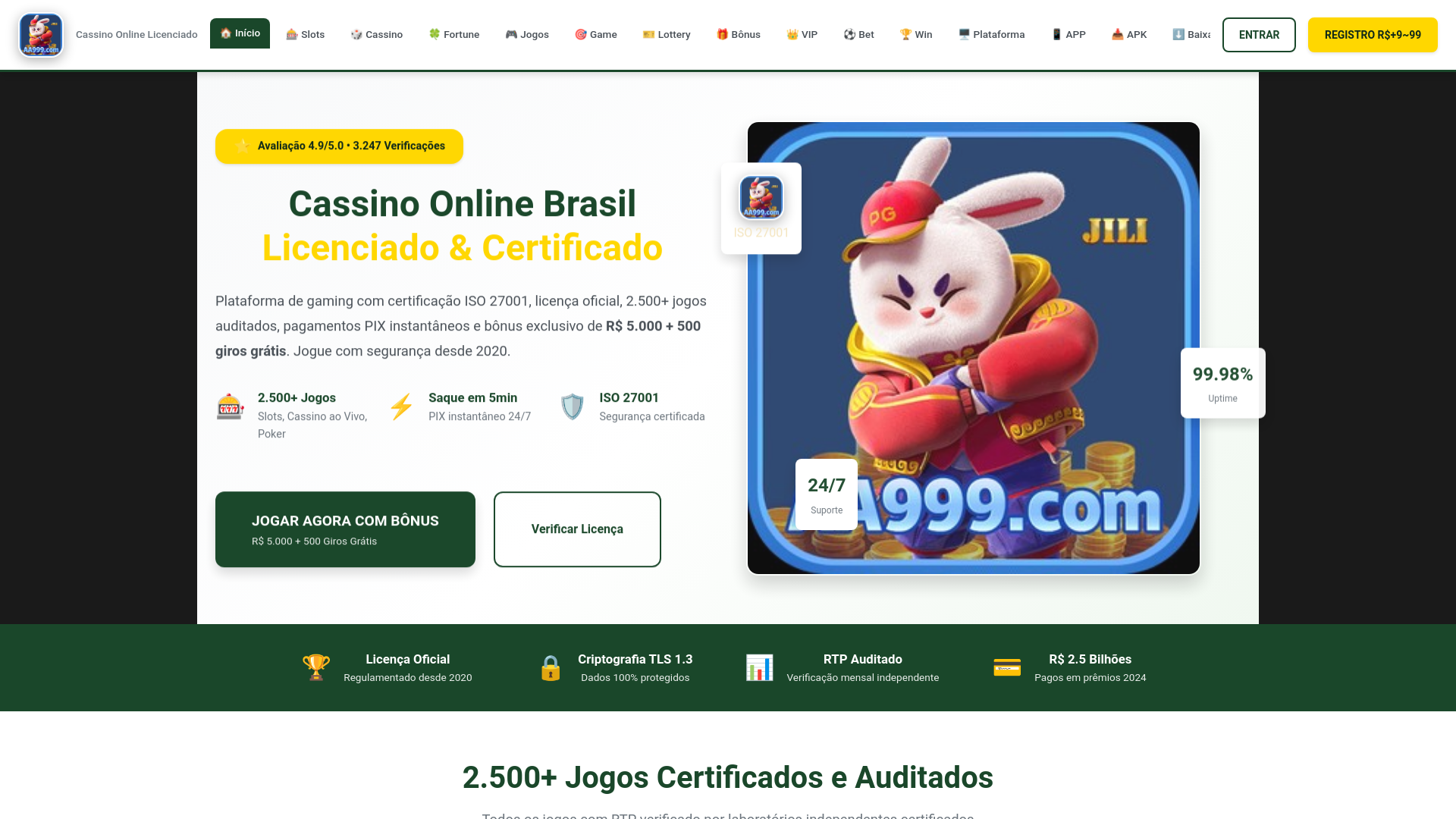 website screenshot of https://aa999ie.com/