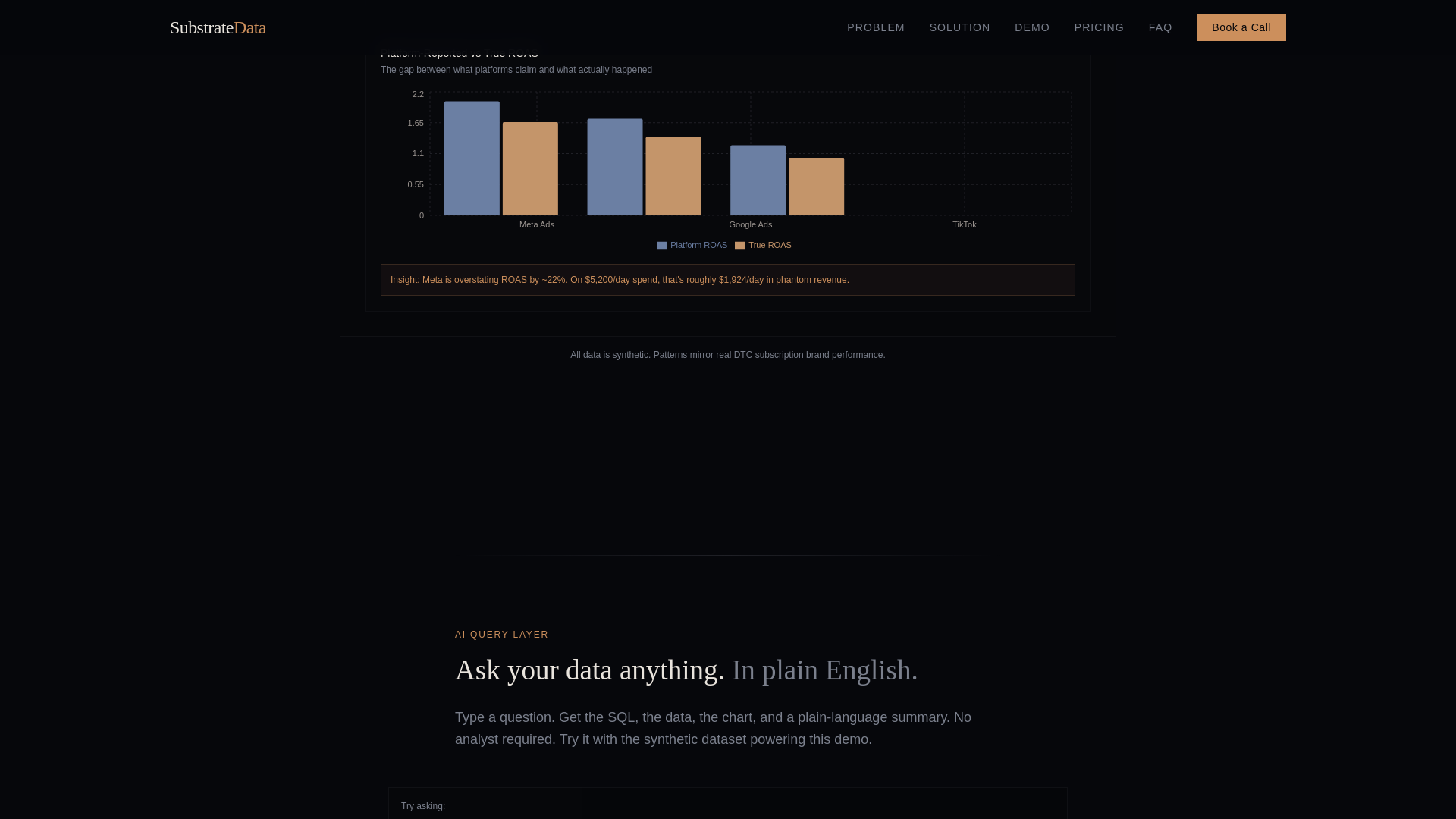 website screenshot of https://substratedata.co