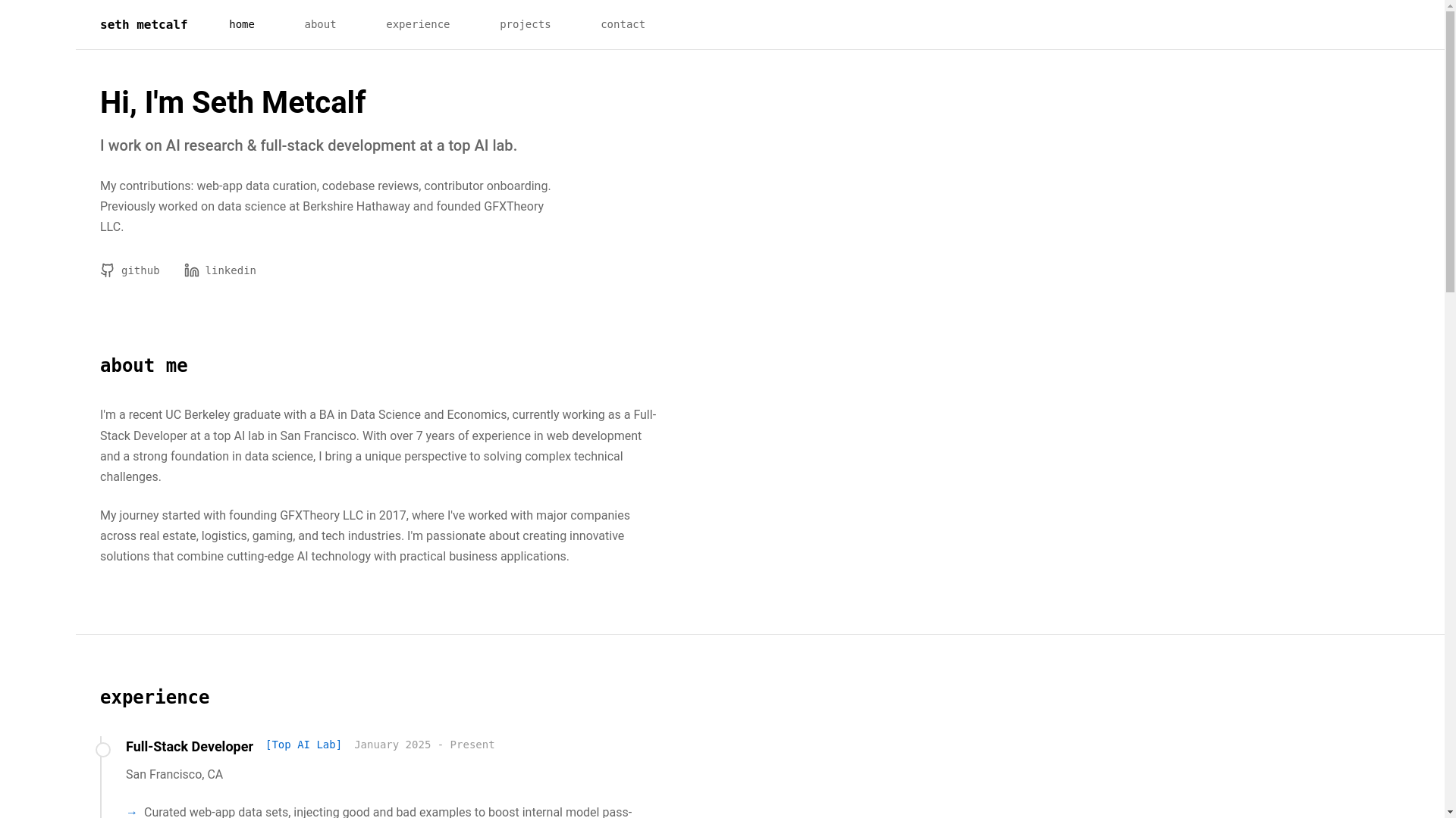 website screenshot of https://sethnijsmetcalf.pages.dev/