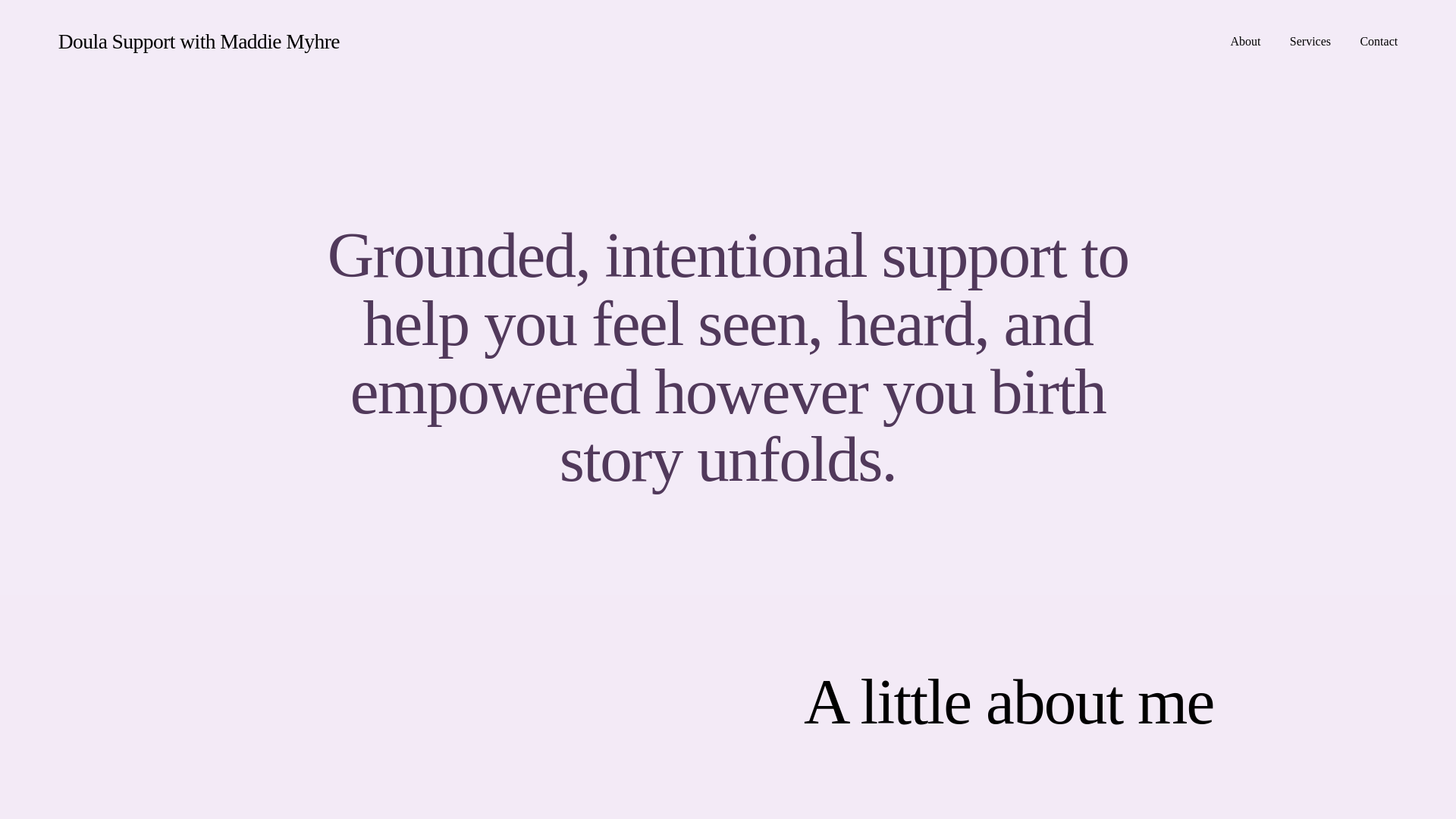 website screenshot of https://maddiemyhredoula.com/