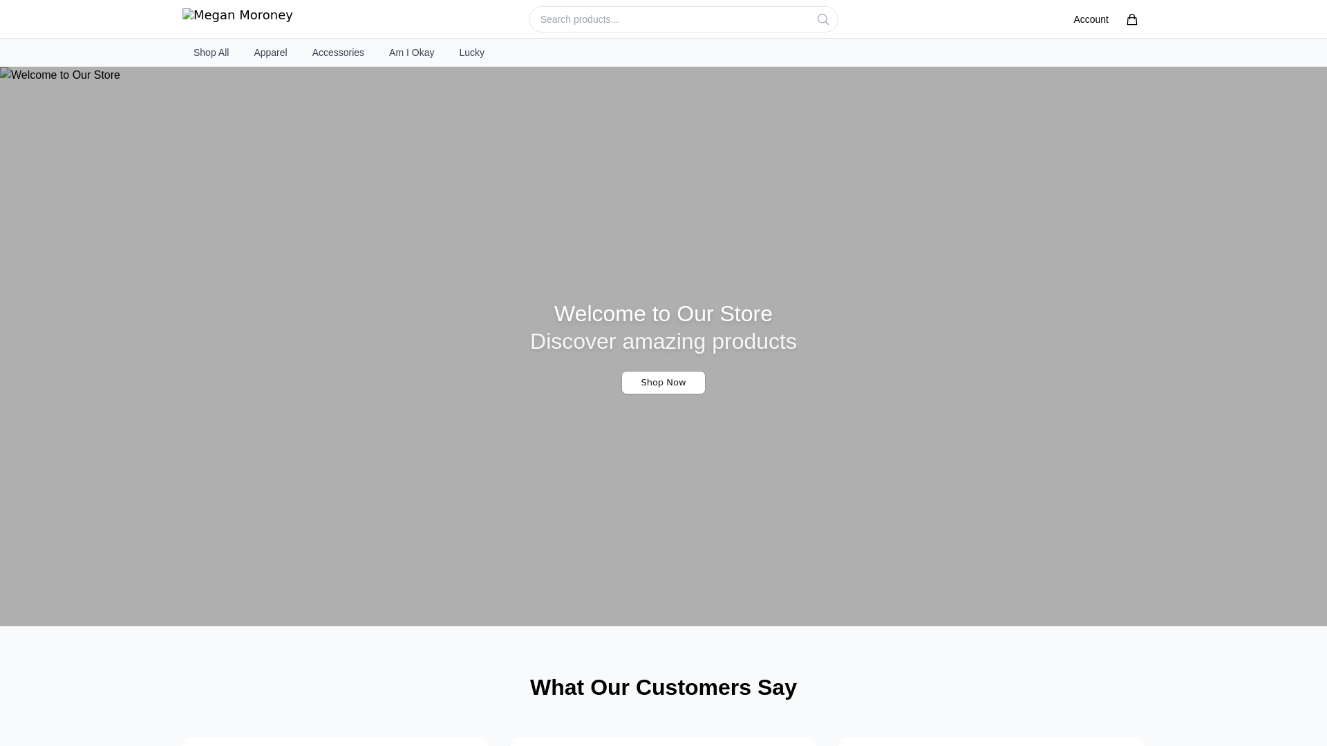 website screenshot of https://meganmoroneystore.shop/
