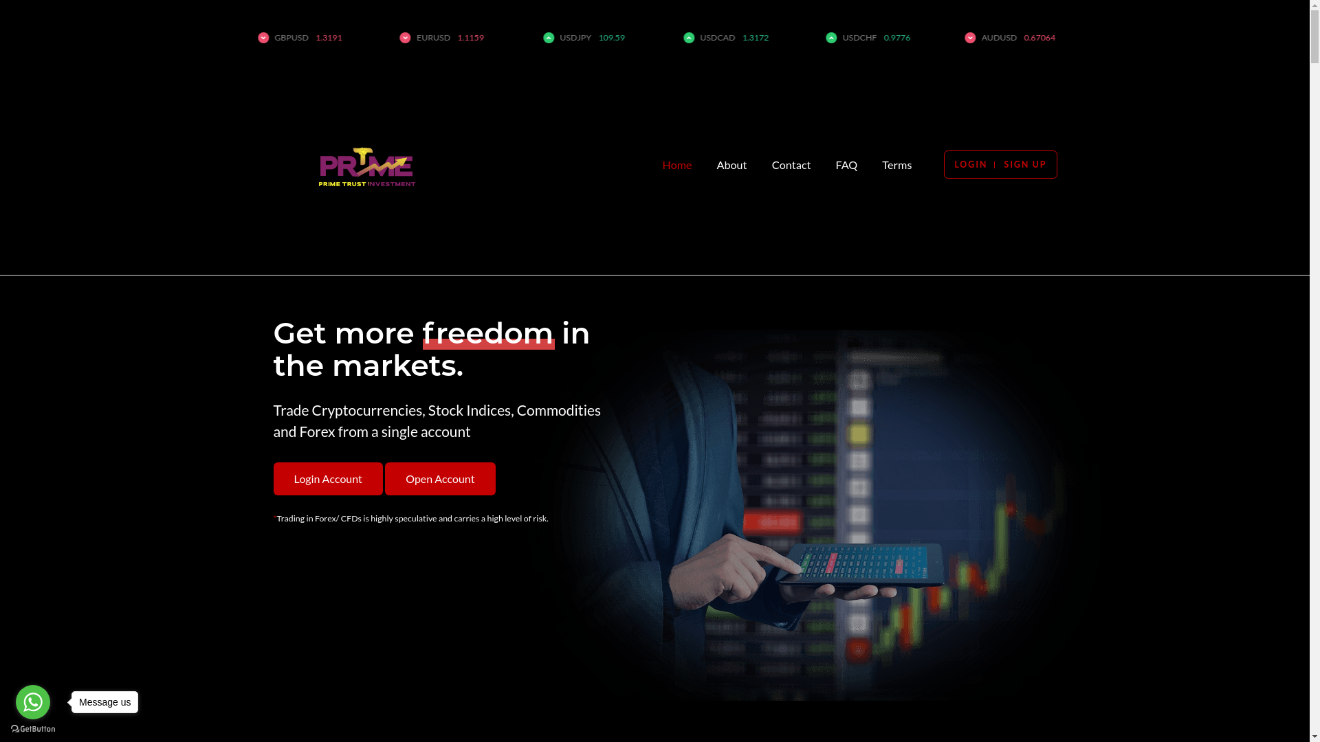 website screenshot of https://primetrustinvests.live/