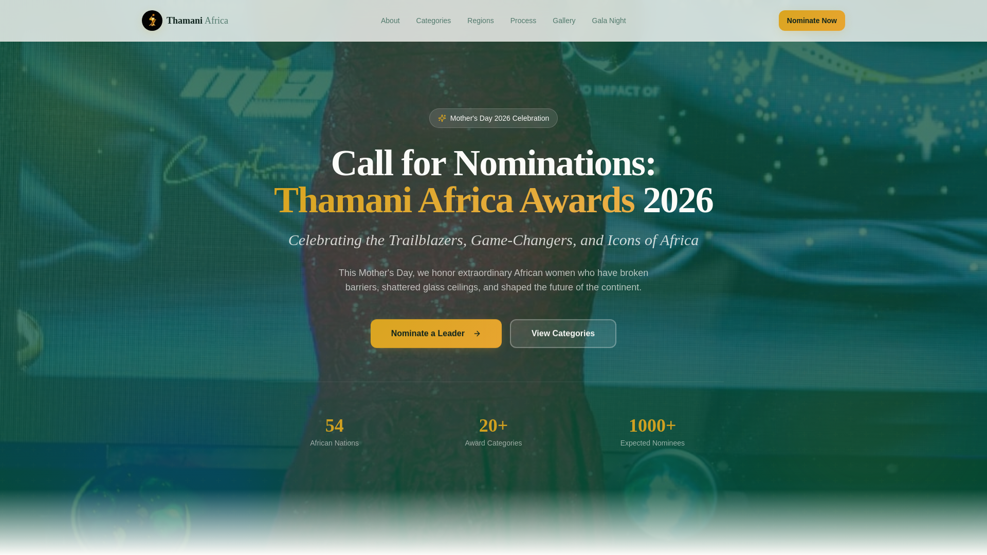 website screenshot of https://thamaniafricaawards.com/
