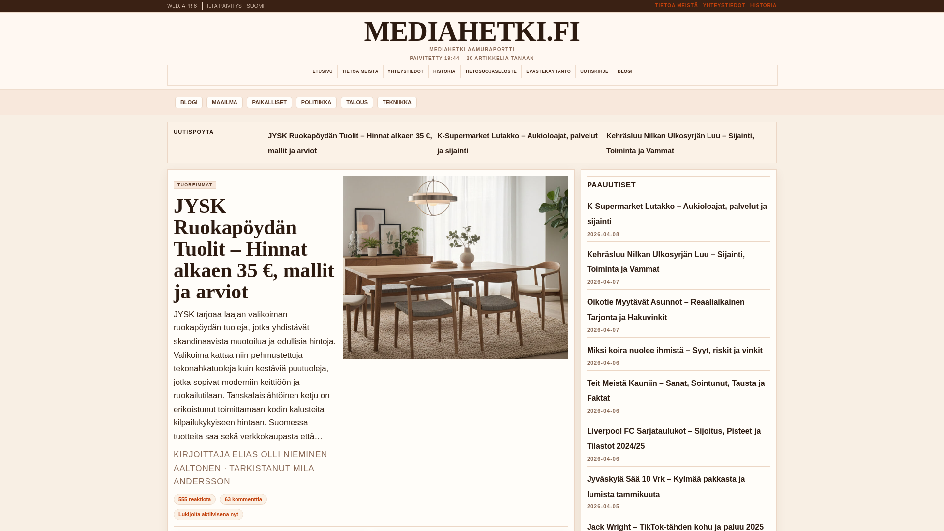 website screenshot of https://mediahetki.fi