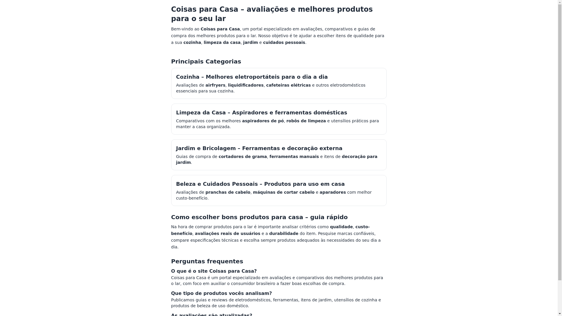website screenshot of https://coisasparacasa.blog/