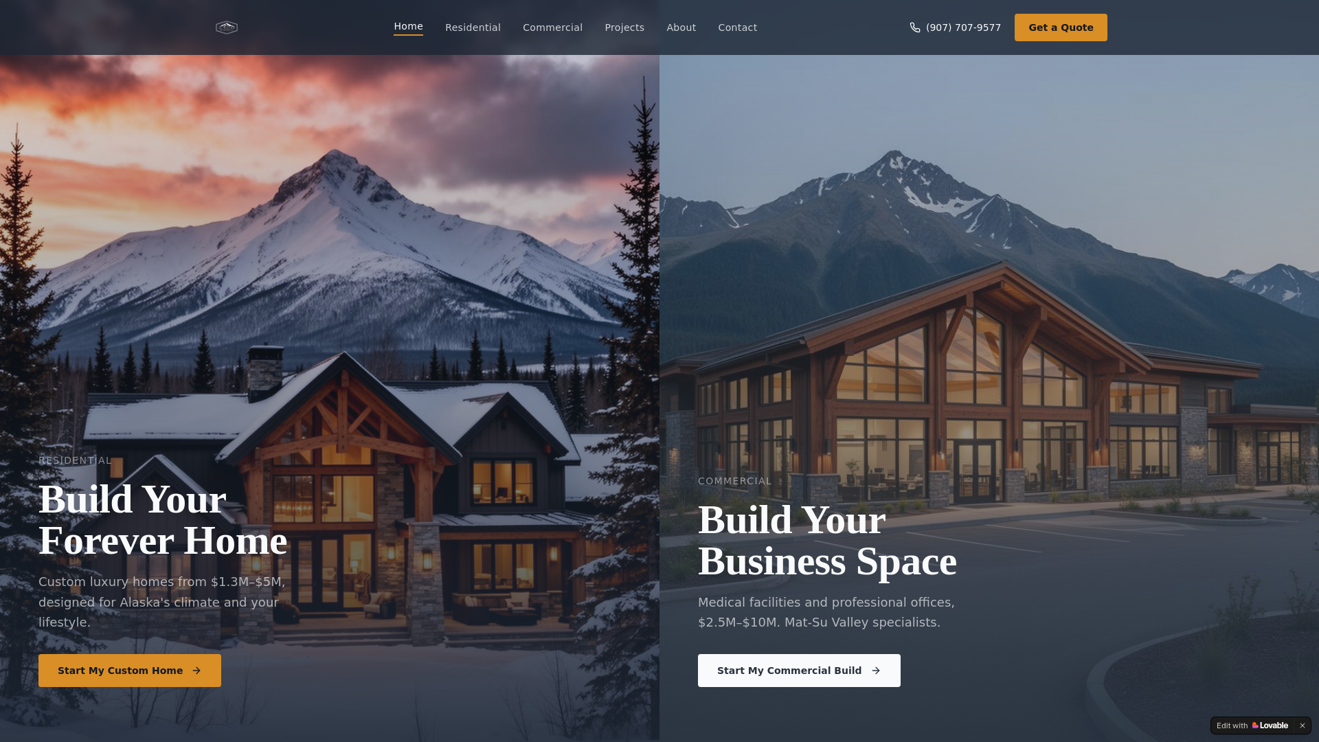website screenshot of https://alaskatimberandstone.com/