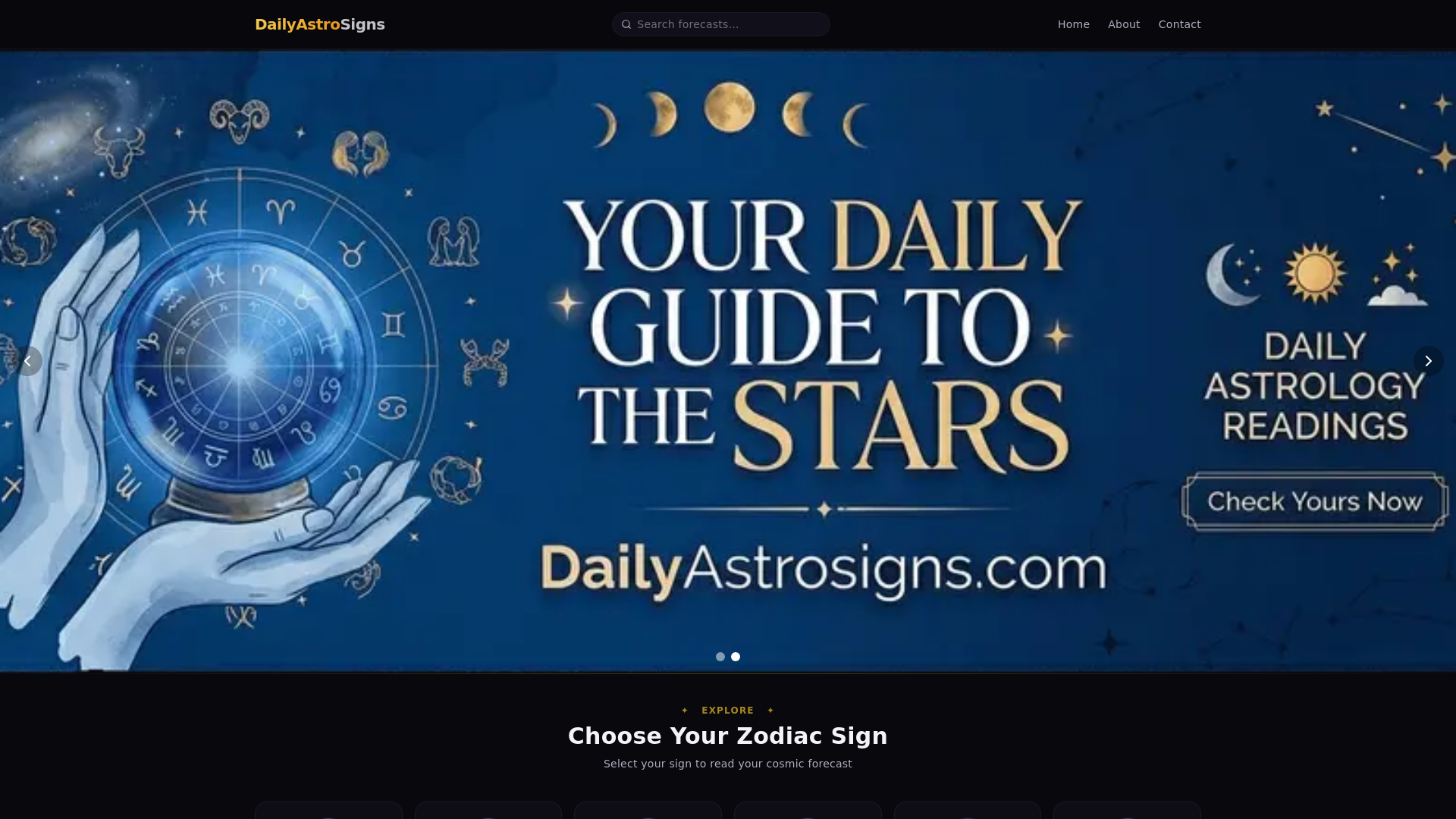 website screenshot of https://dailyastrosigns.com/