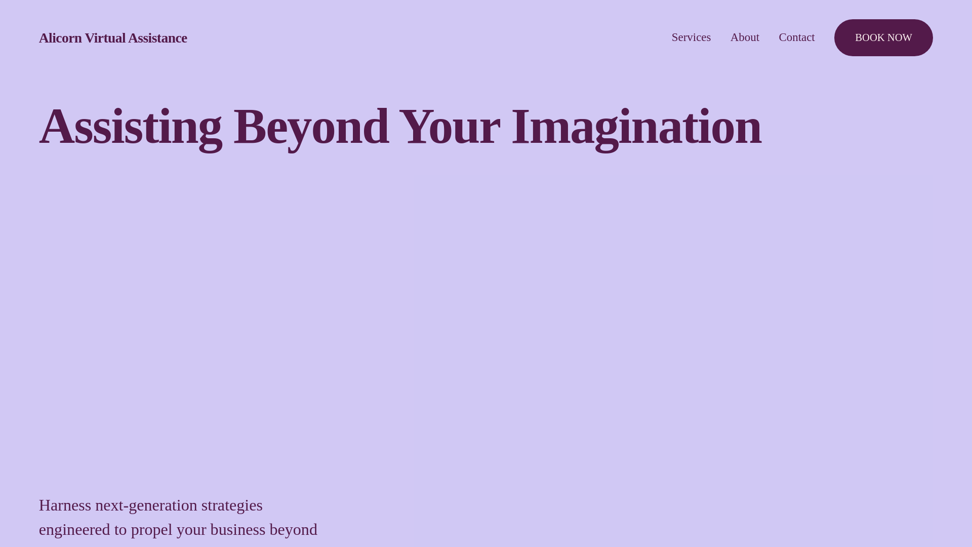 website screenshot of https://alicornvirtualassist.net/